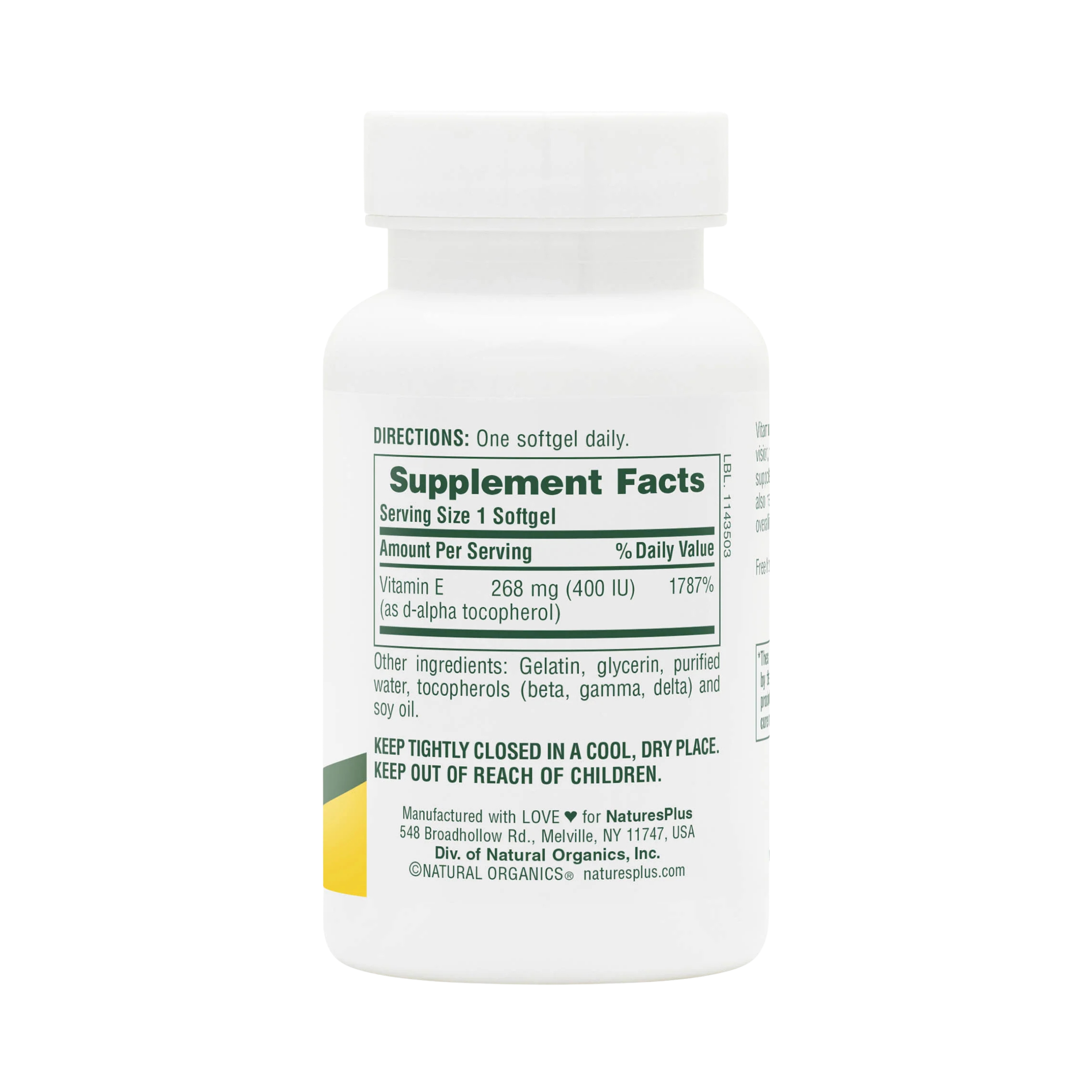NaturesPlus, Vitamin E 400 IU Mixed D-Tocopherol, 60 Softgels