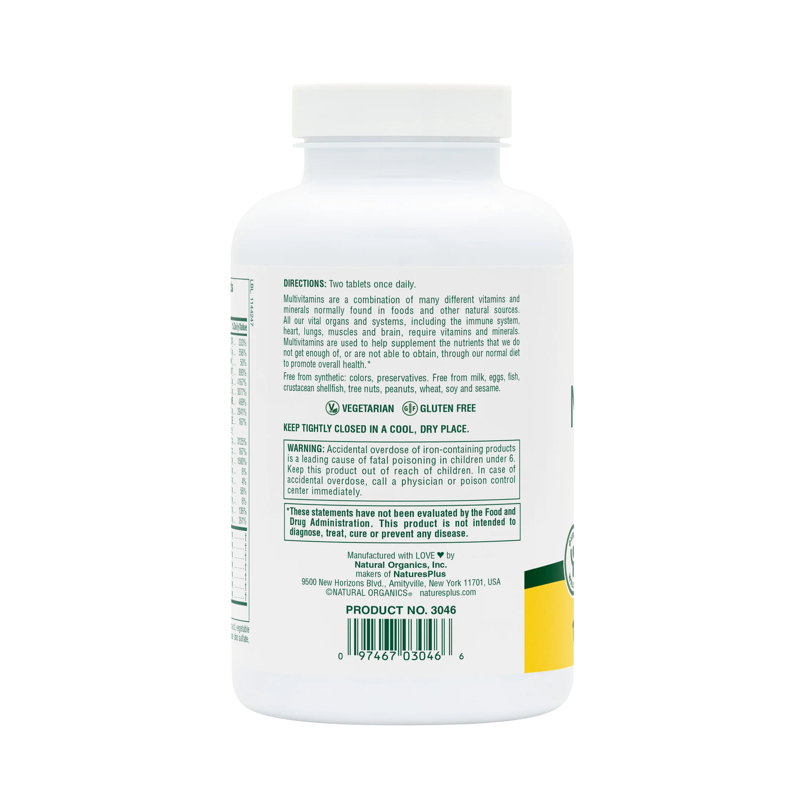 NaturesPlus, Nutri-Genic Multivitamin, 180 Vegetarian Tablets