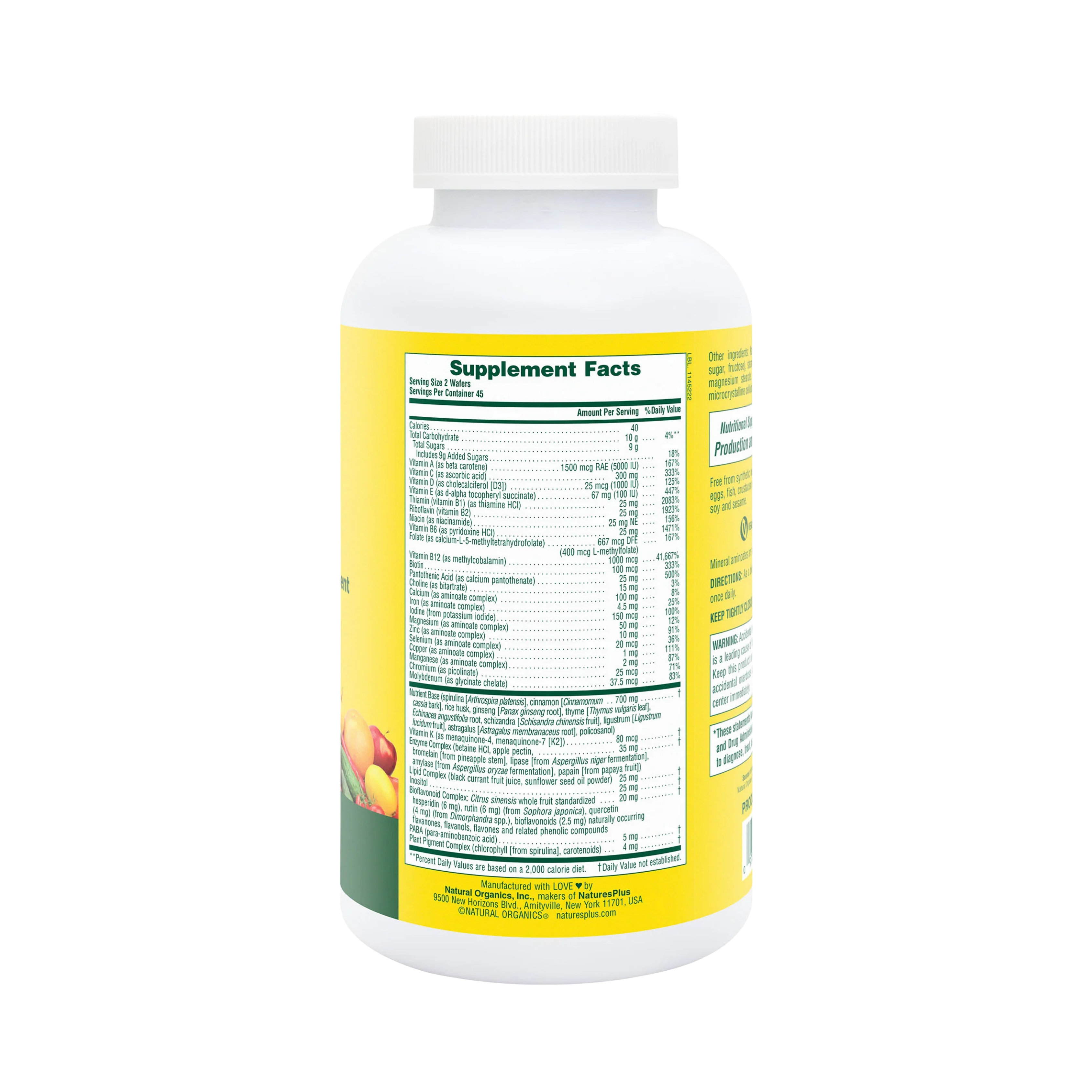 NaturesPlus, Source of Life, Adult's Chewable Multi-Vitamin & Mineral Supplement, Delicious Apple Cinnamon, 90 Wafers