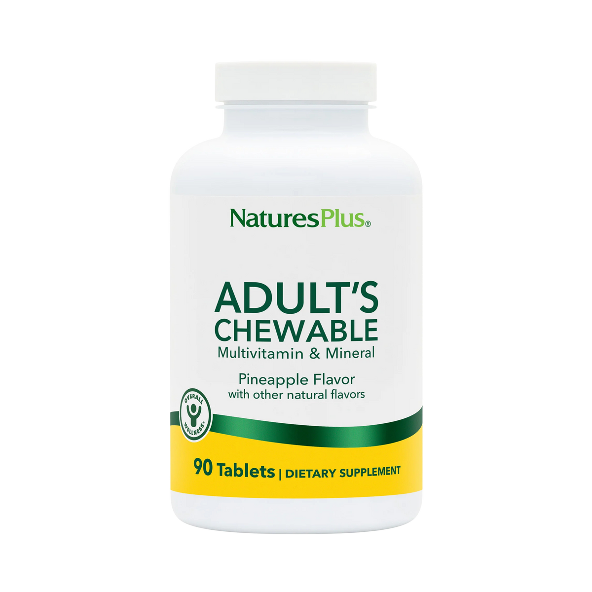 NaturesPlus, Adult's Chewable Multivitamin& Mineral, Pineapple, 90 Tablets
