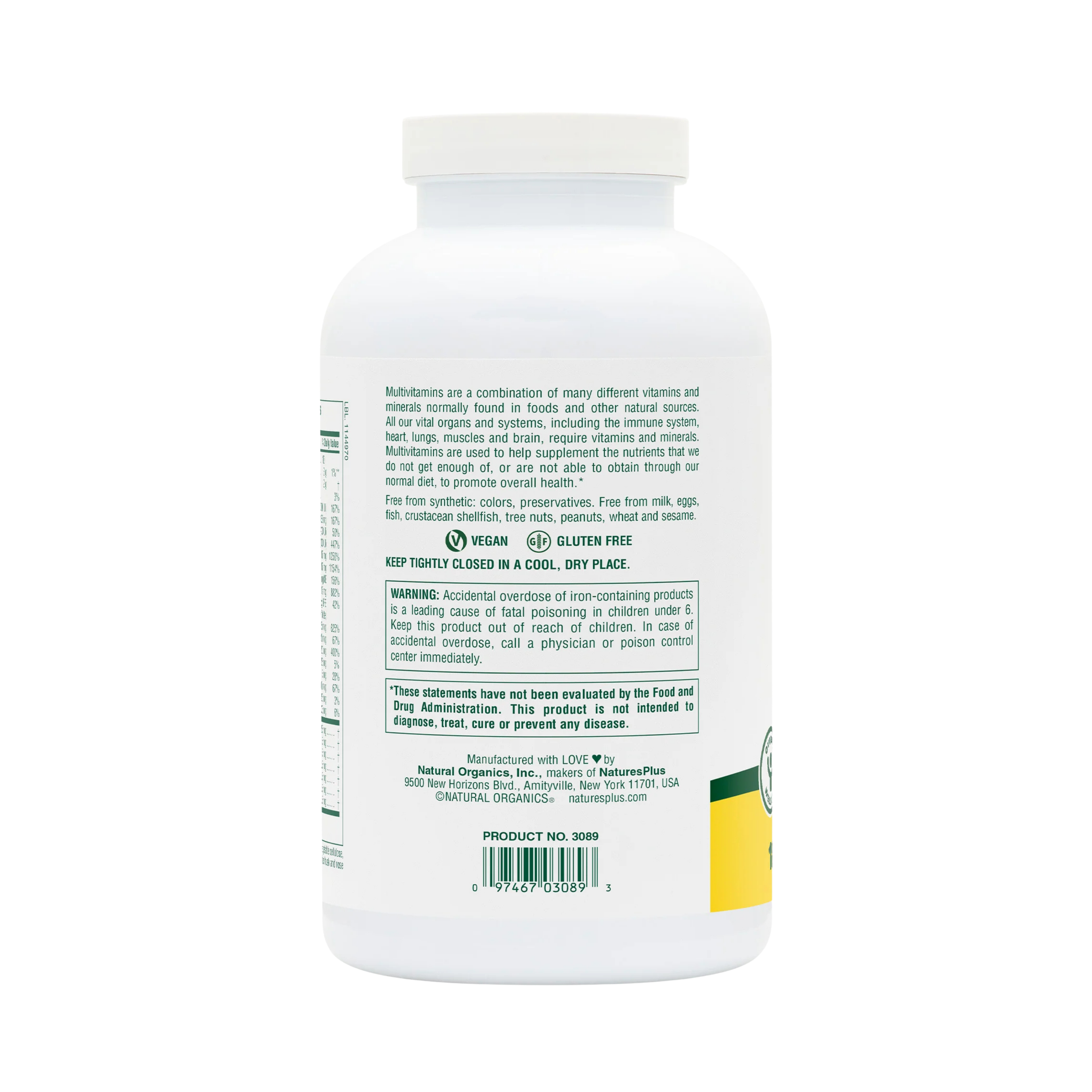 NaturesPlus, Adult's Chewable Multivitamin & Mineral, Pineapple, 180 Tablets