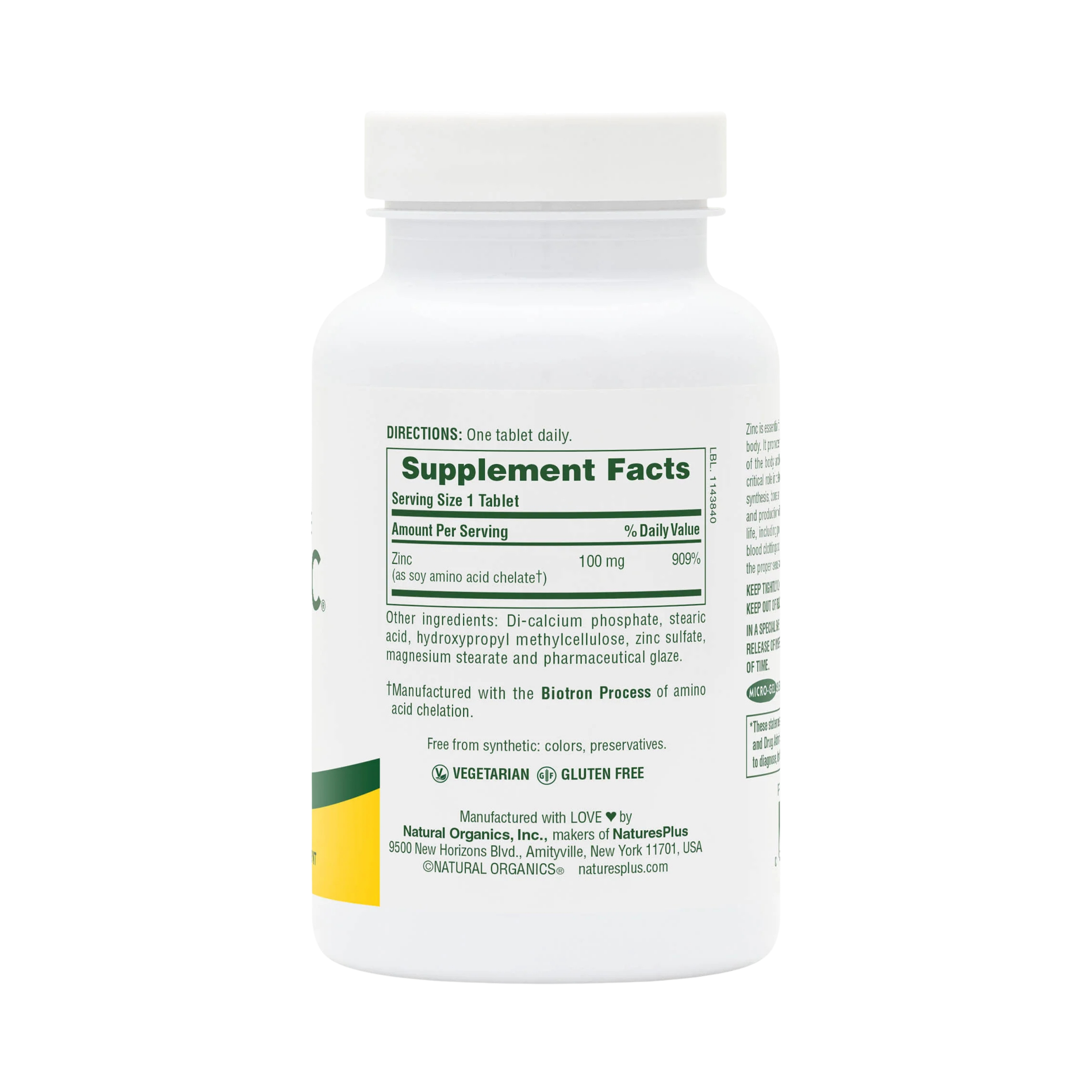 NaturesPlus, Sustained Release Mega Zinc, 100 Mg, 90 Tablets
