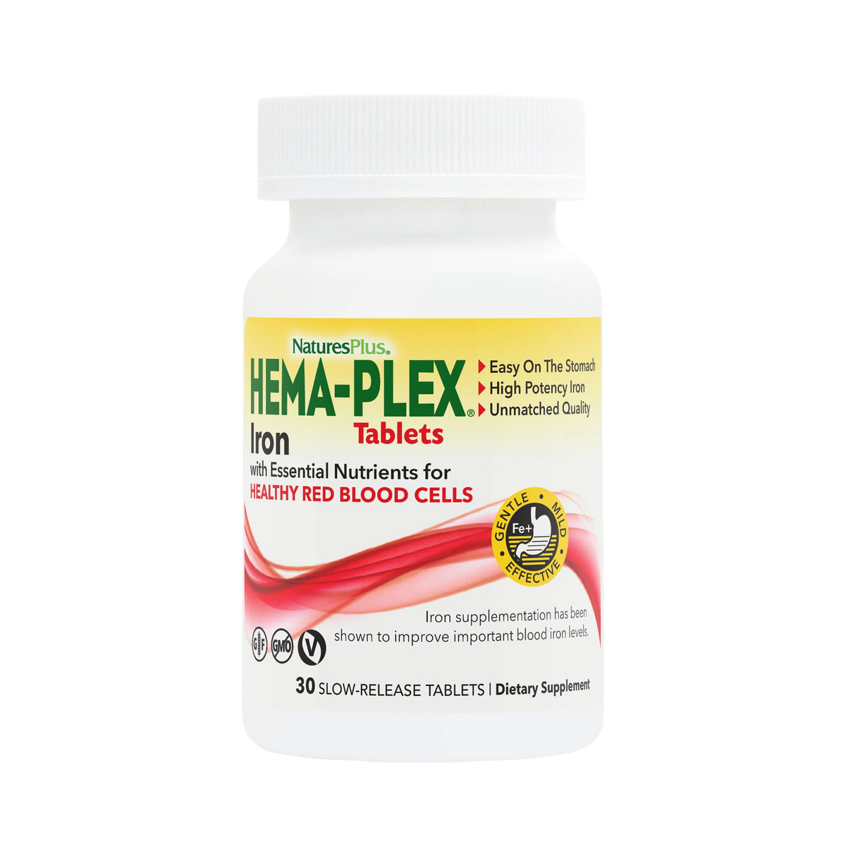 NaturesPlus, Hema-Plex, Iron with Essential Nutrients, 30 Slow Release Tablets