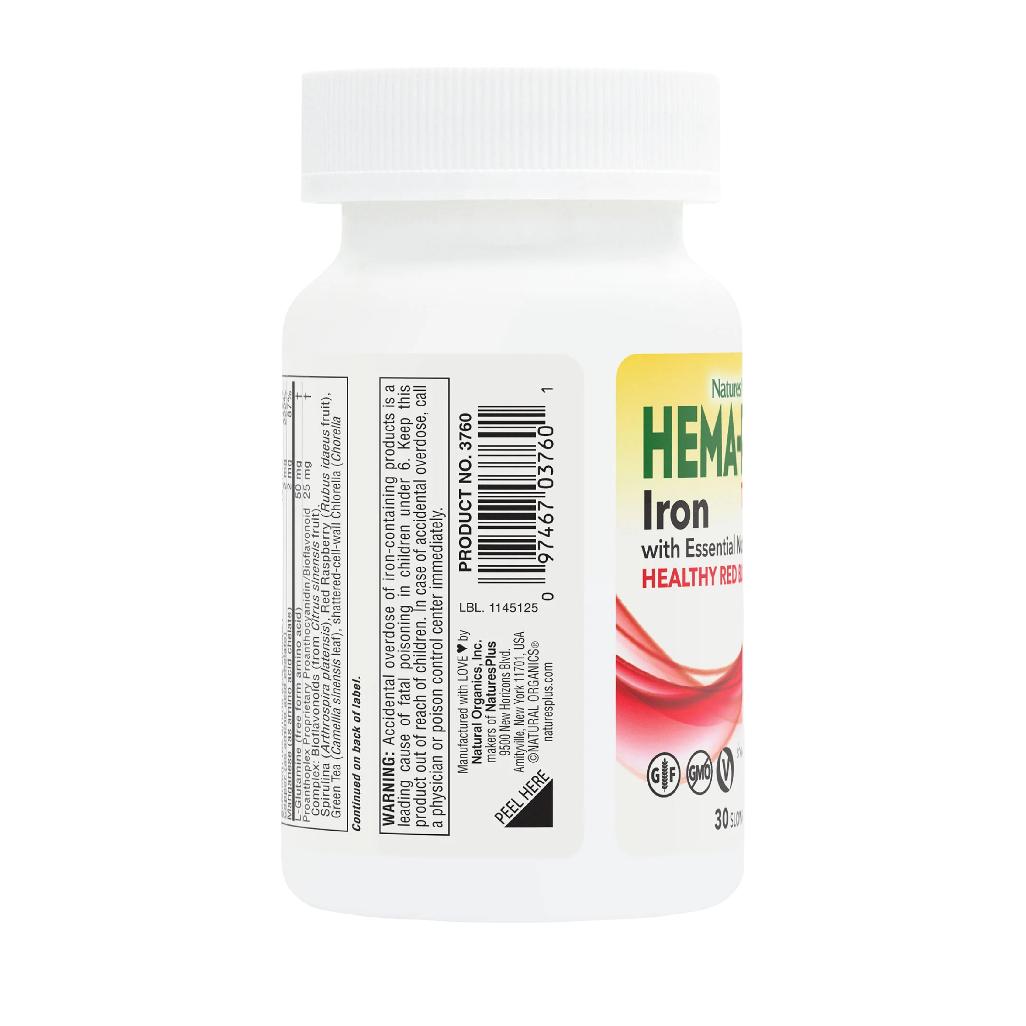 NaturesPlus, Hema-Plex, Iron with Essential Nutrients, 30 Slow Release Tablets