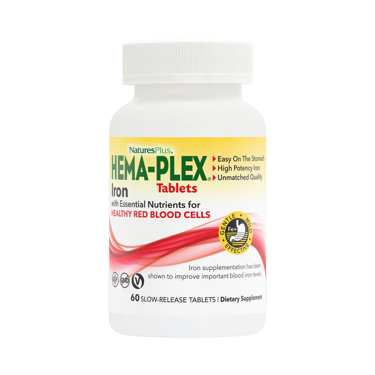 NaturesPlus, Hema-Plex, Iron with Essential Nutrients, 60 Slow-Release Tablets