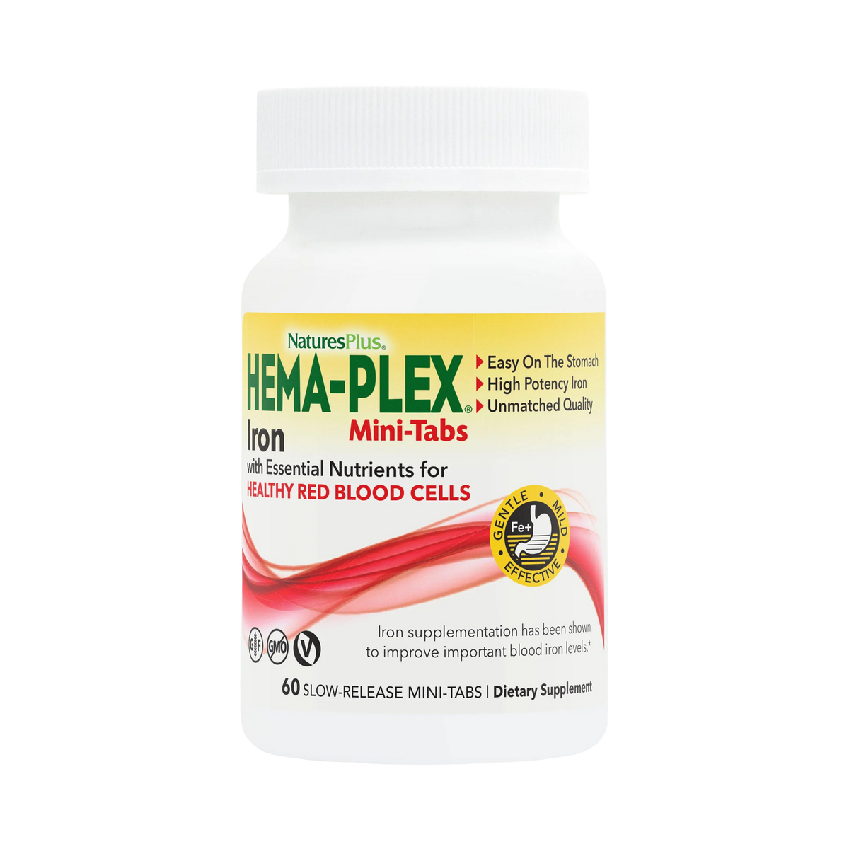NaturesPlus, Hema-Plex, Iron with Essential Nutrients, 60 Slow Release Mini Tablets