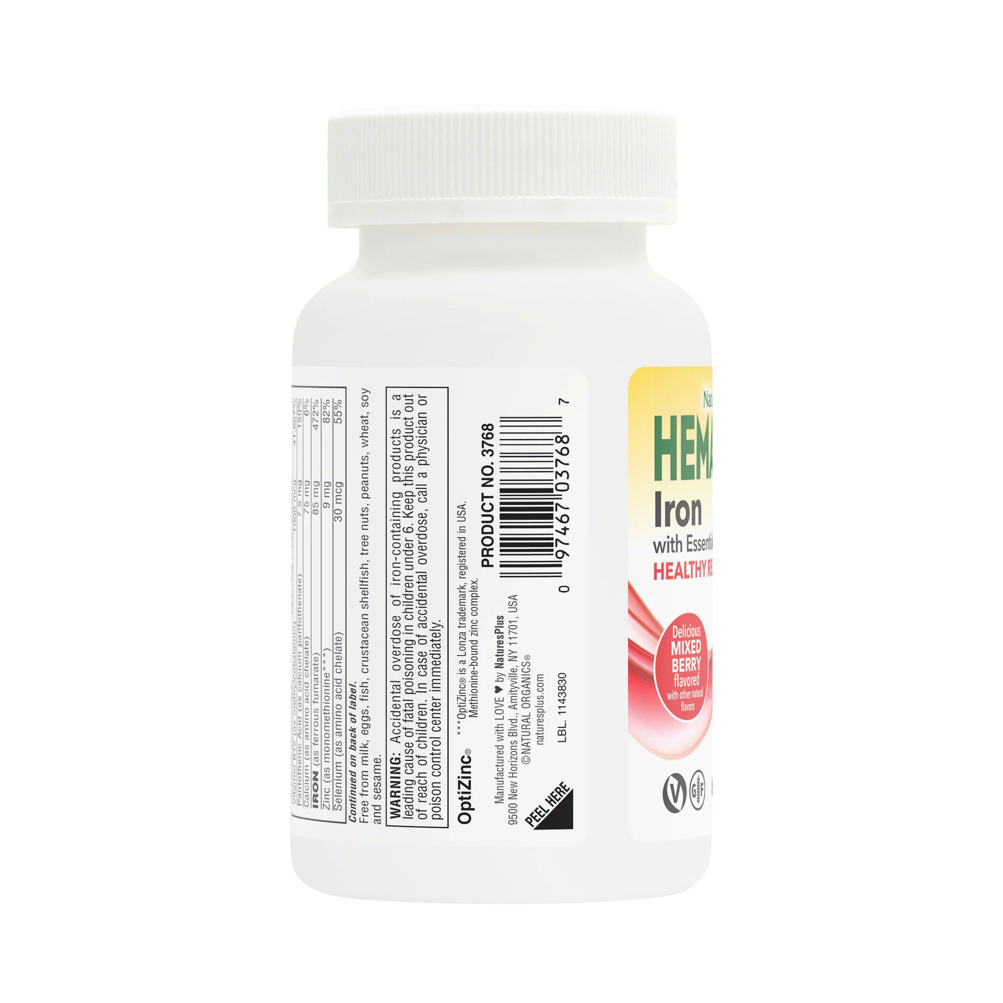 NaturesPlus, Hema-Plex Iron Chewables, Mixed Berry, 60 Chewable Tablets