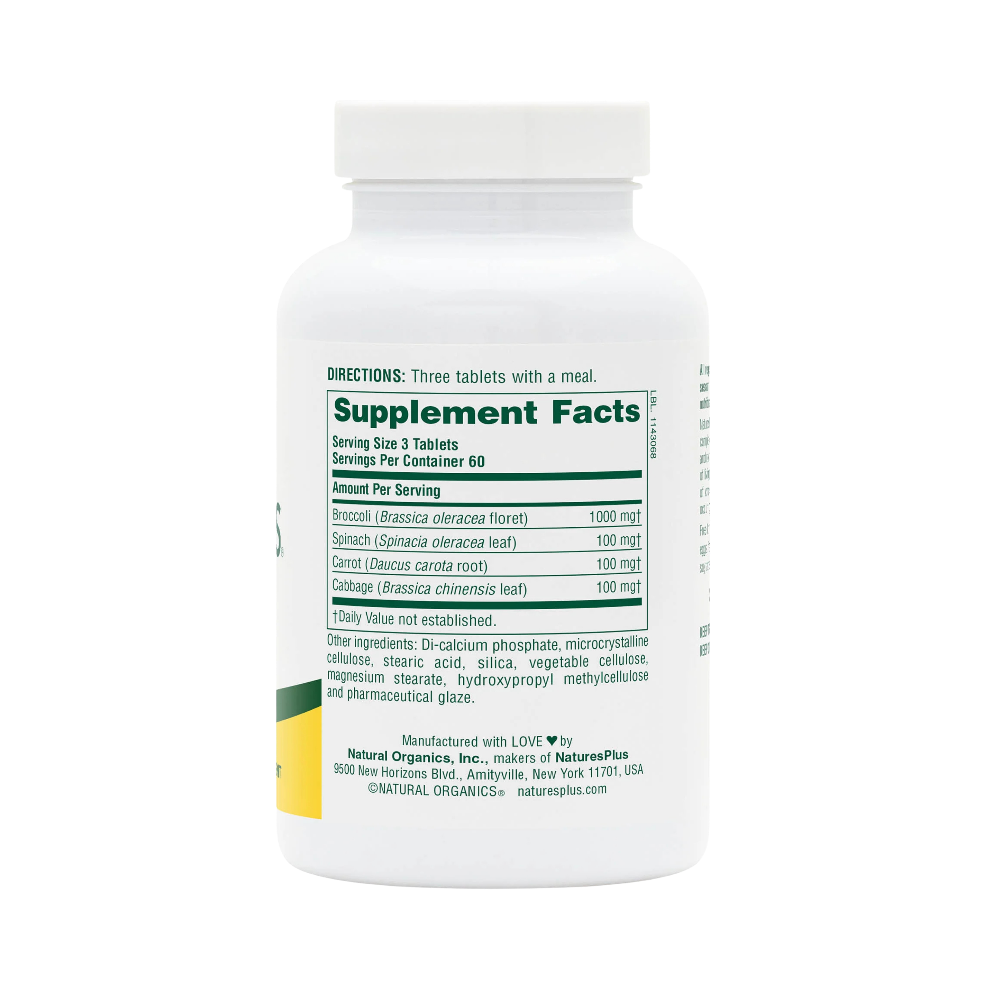 NaturesPlus, Mixed Vegetables, Phytonutrient Complex, 180 Tablets