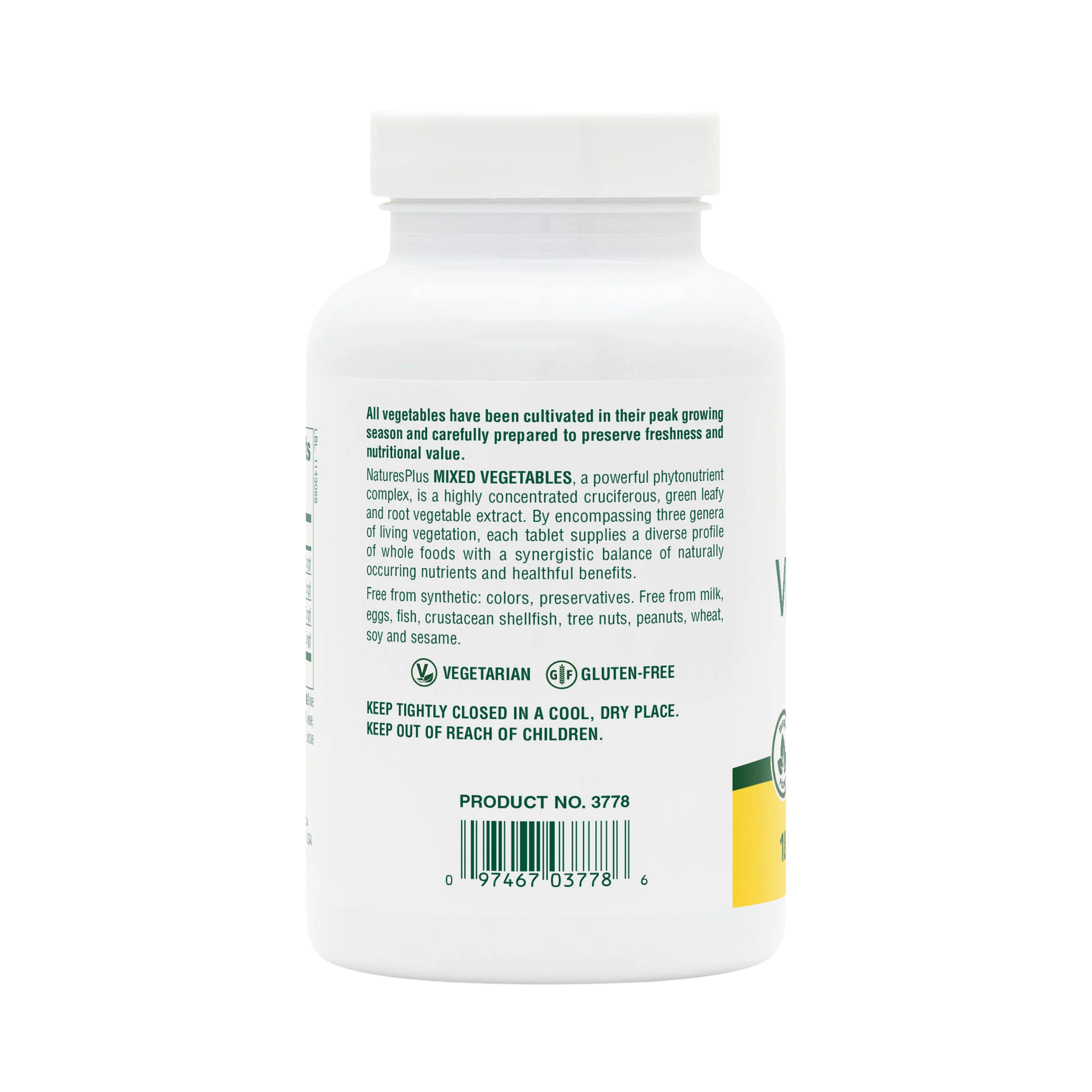 NaturesPlus, Mixed Vegetables, Phytonutrient Complex, 180 Tablets