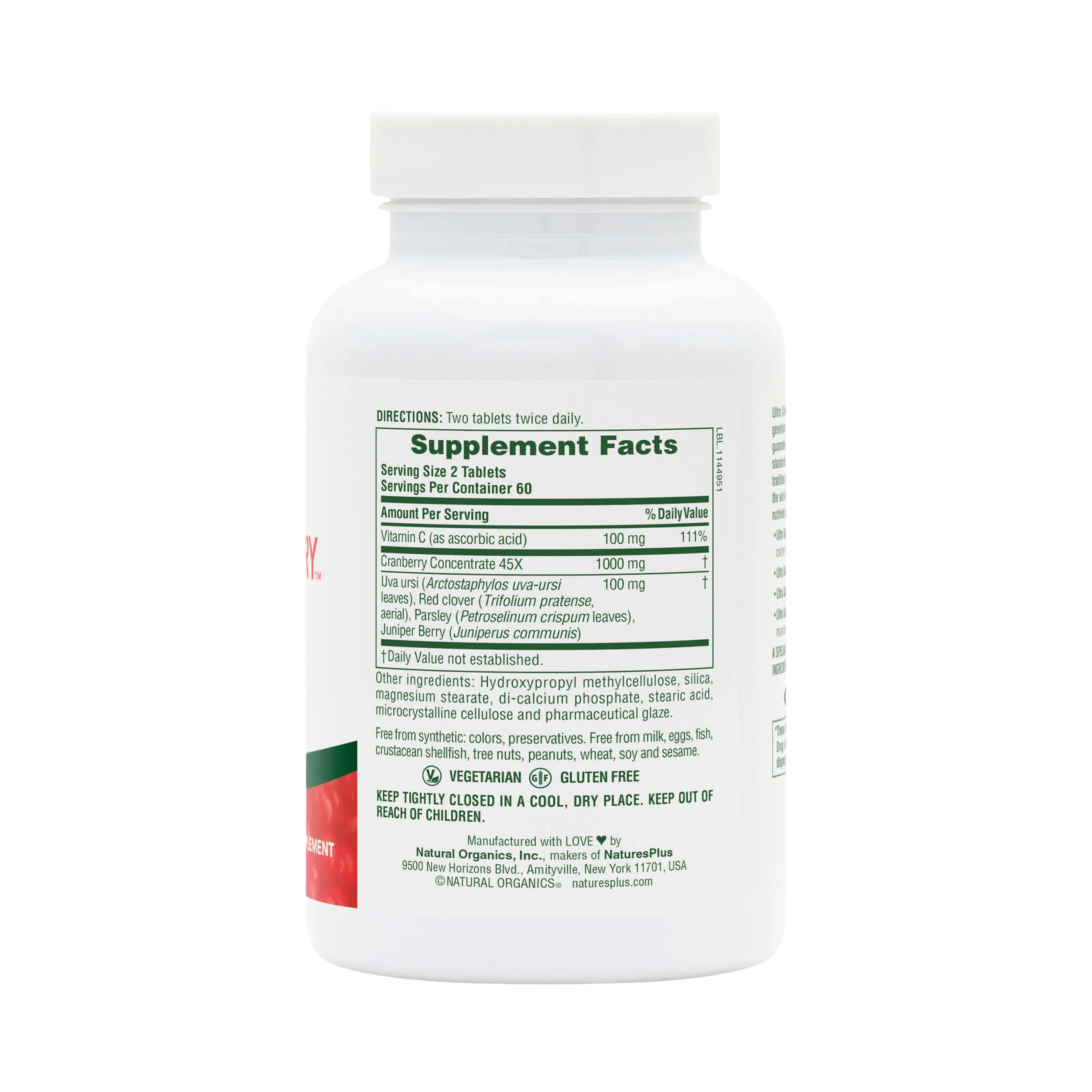 NaturesPlus, Sustained Release Ultra Cranberry with Vitamin C, 120 Tablets