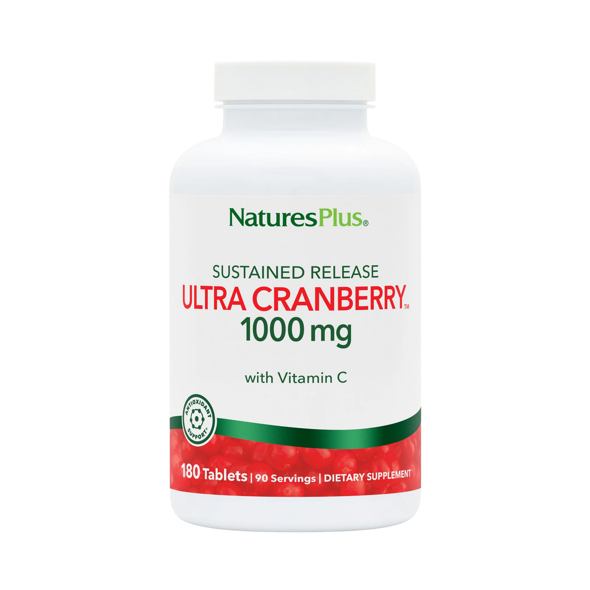 NaturesPlus, Sustained Release Ultra Cranberry, 1000 Mg, 180 Tablets