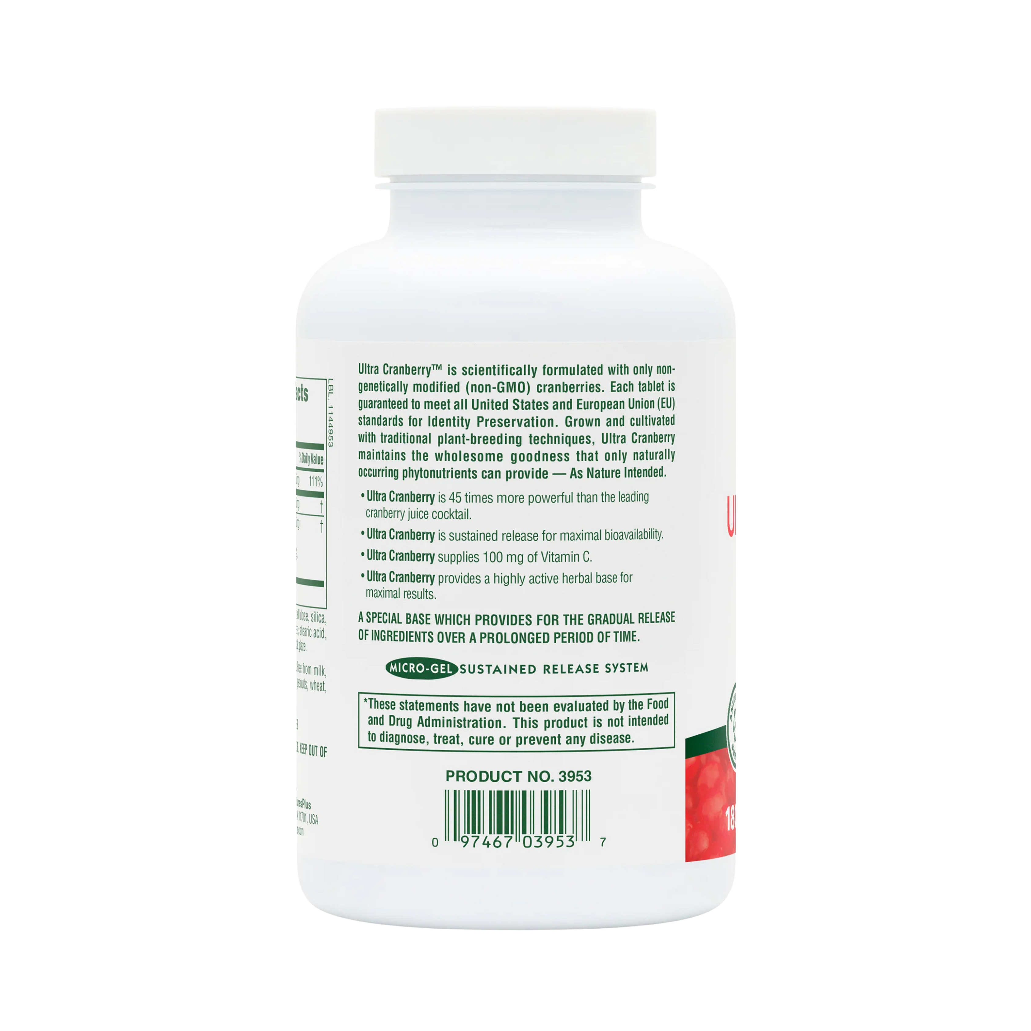 NaturesPlus, Sustained Release Ultra Cranberry, 1000 Mg, 180 Tablets