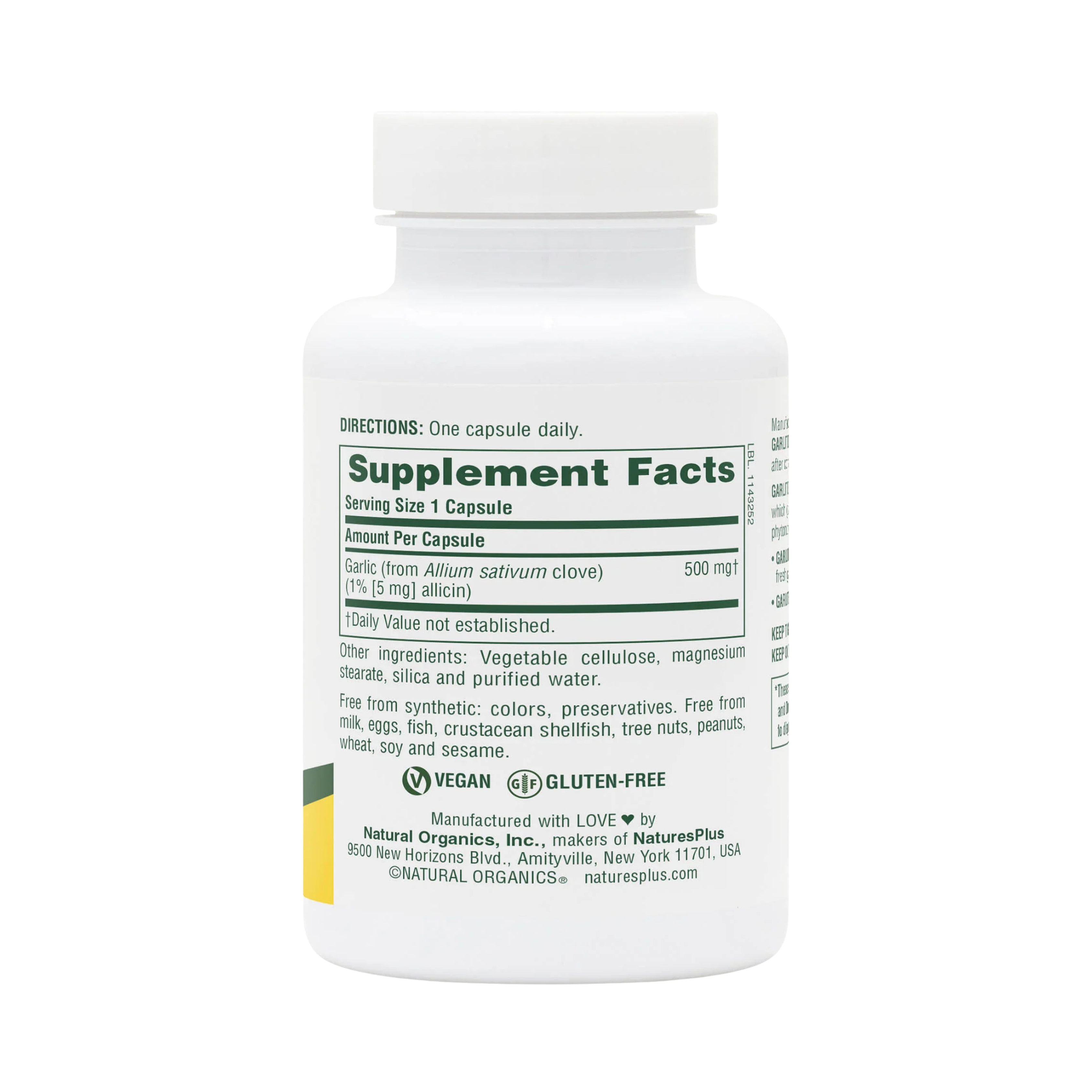 NaturesPlus, Garlite, 500 Mg, 90 Capsules