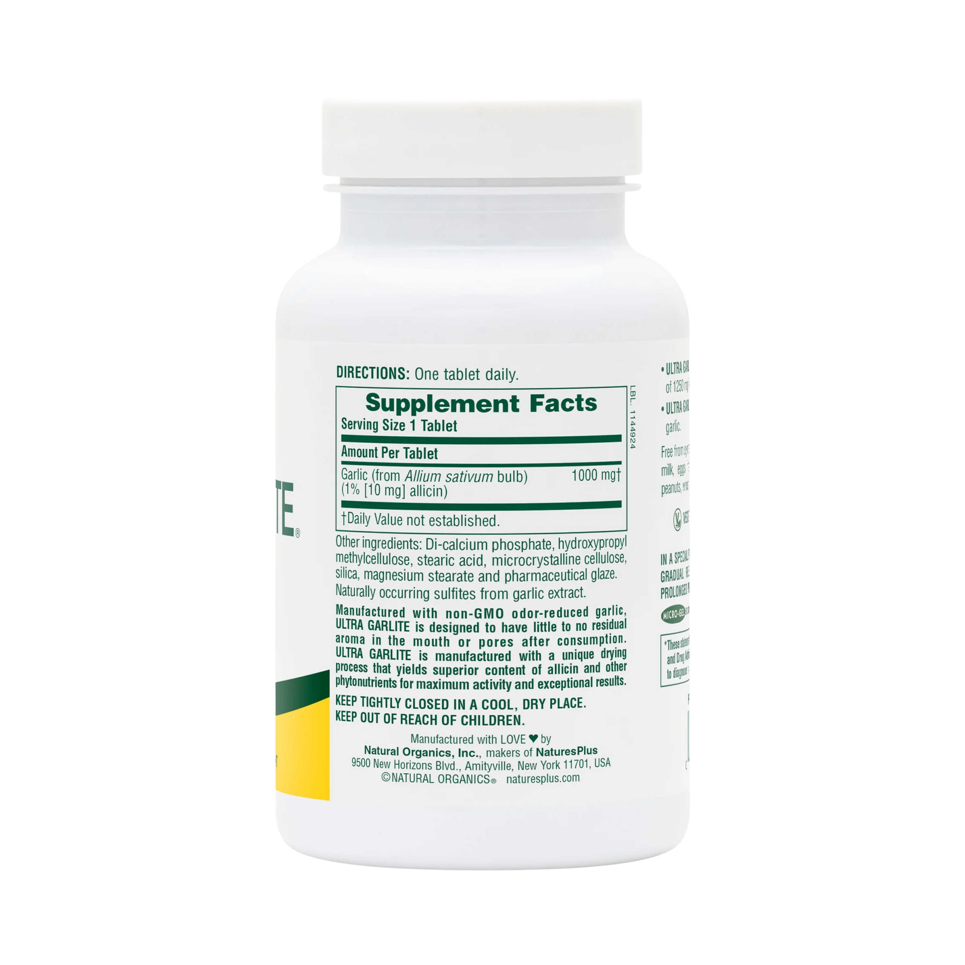 NaturesPlus, Sustained Release Ultra Garlite, 1000 Mg, 90 Tablets