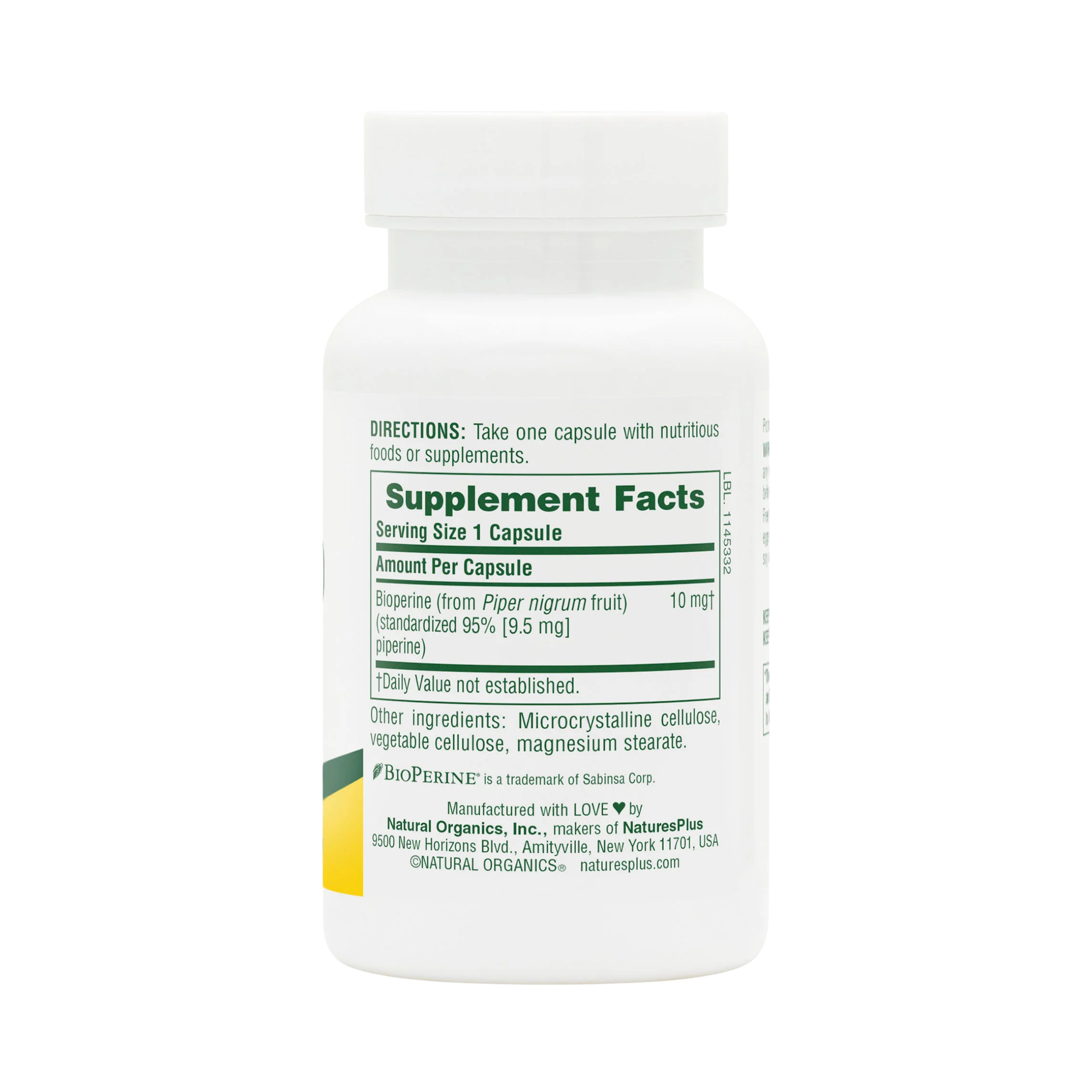 NaturesPlus, Bioperine 10, 90 Capsules