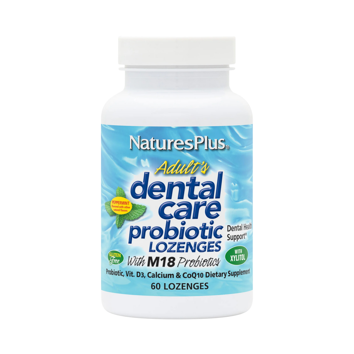 NaturesPlus, Adult's Dental Care Probiotic Lozenges, Peppermint, 60 Lozenges