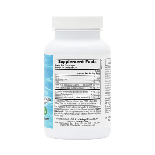 NaturesPlus, Adult's Dental Care Probiotic Lozenges, Peppermint, 60 Lozenges