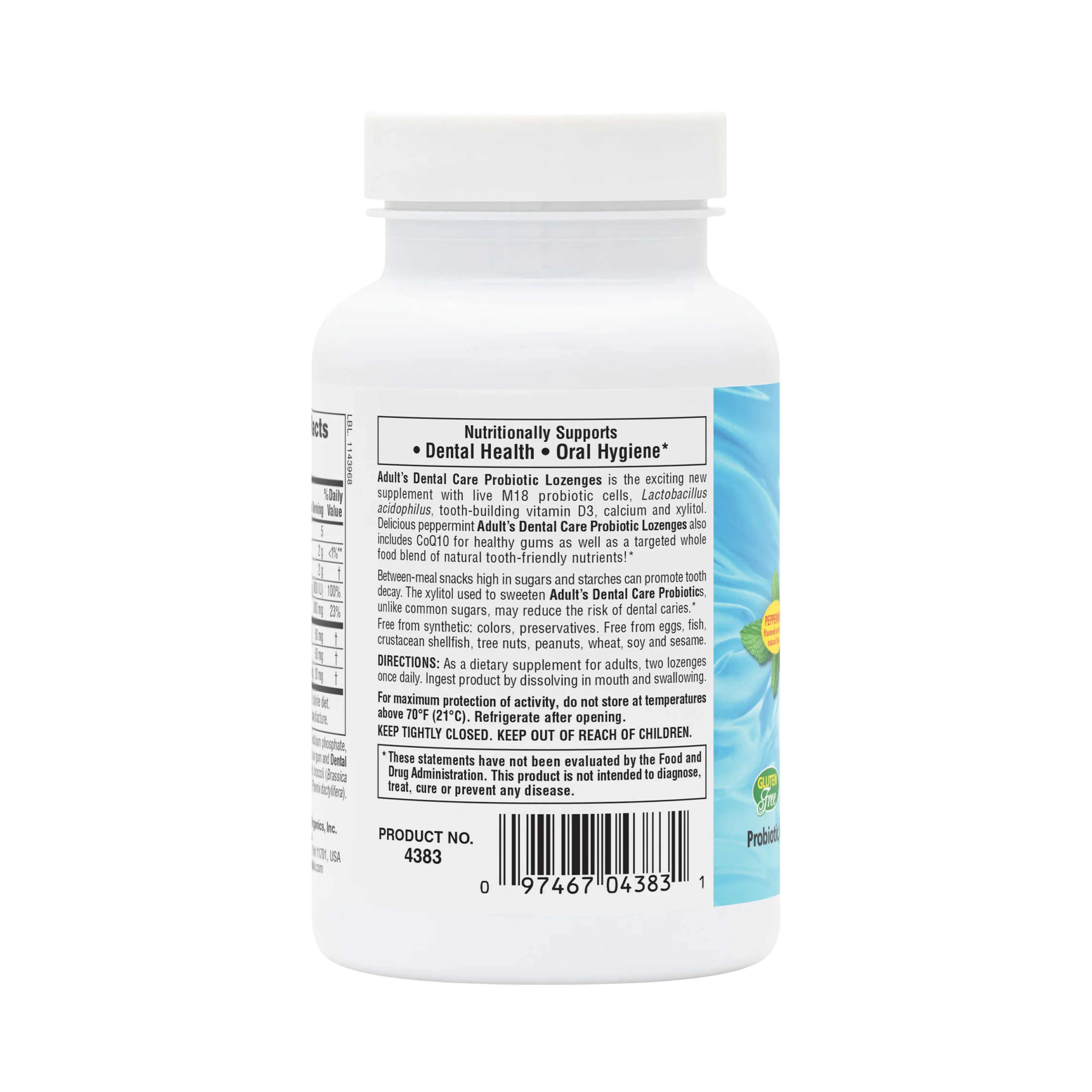 NaturesPlus, Adult's Dental Care Probiotic Lozenges, Peppermint, 60 Lozenges