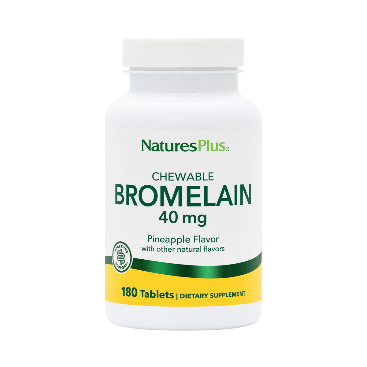 NaturesPlus, Chewable Bromelain, Pineapple, 40 Mg, 180 Tablets