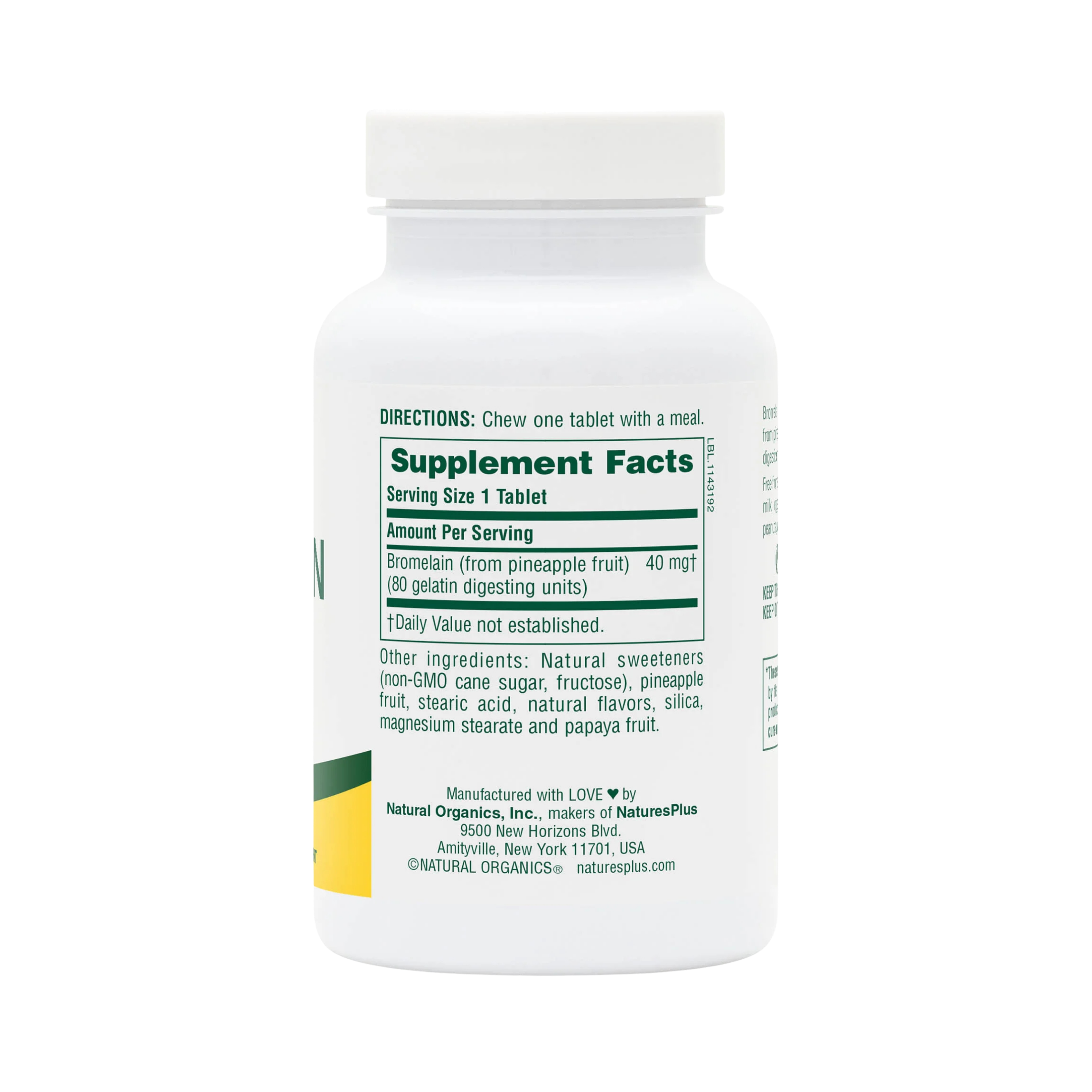 NaturesPlus, Chewable Bromelain, Pineapple, 40 Mg, 180 Tablets