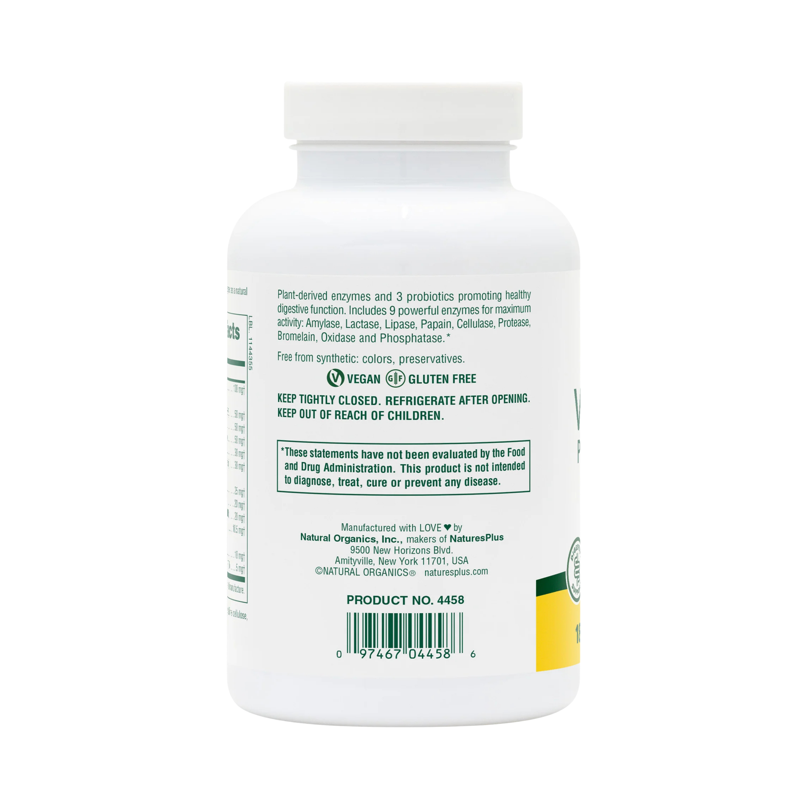 NaturesPlus, Vibra-Gest, Plant-Derived Enzymes, 180 Capsules