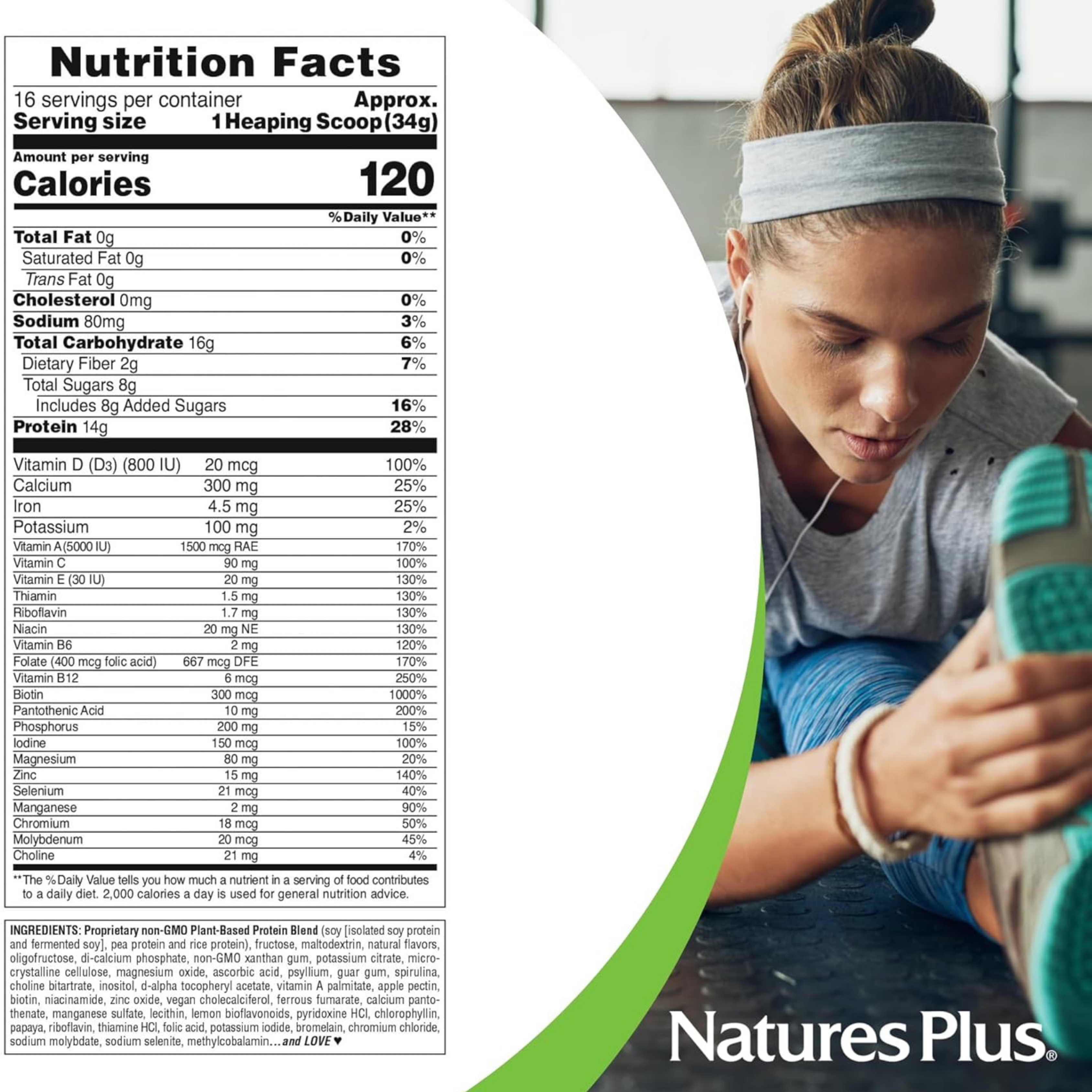 NaturesPlus, Spiru-Tein High-Protein Energy Meal-Banana, 1.2 lbs Powder