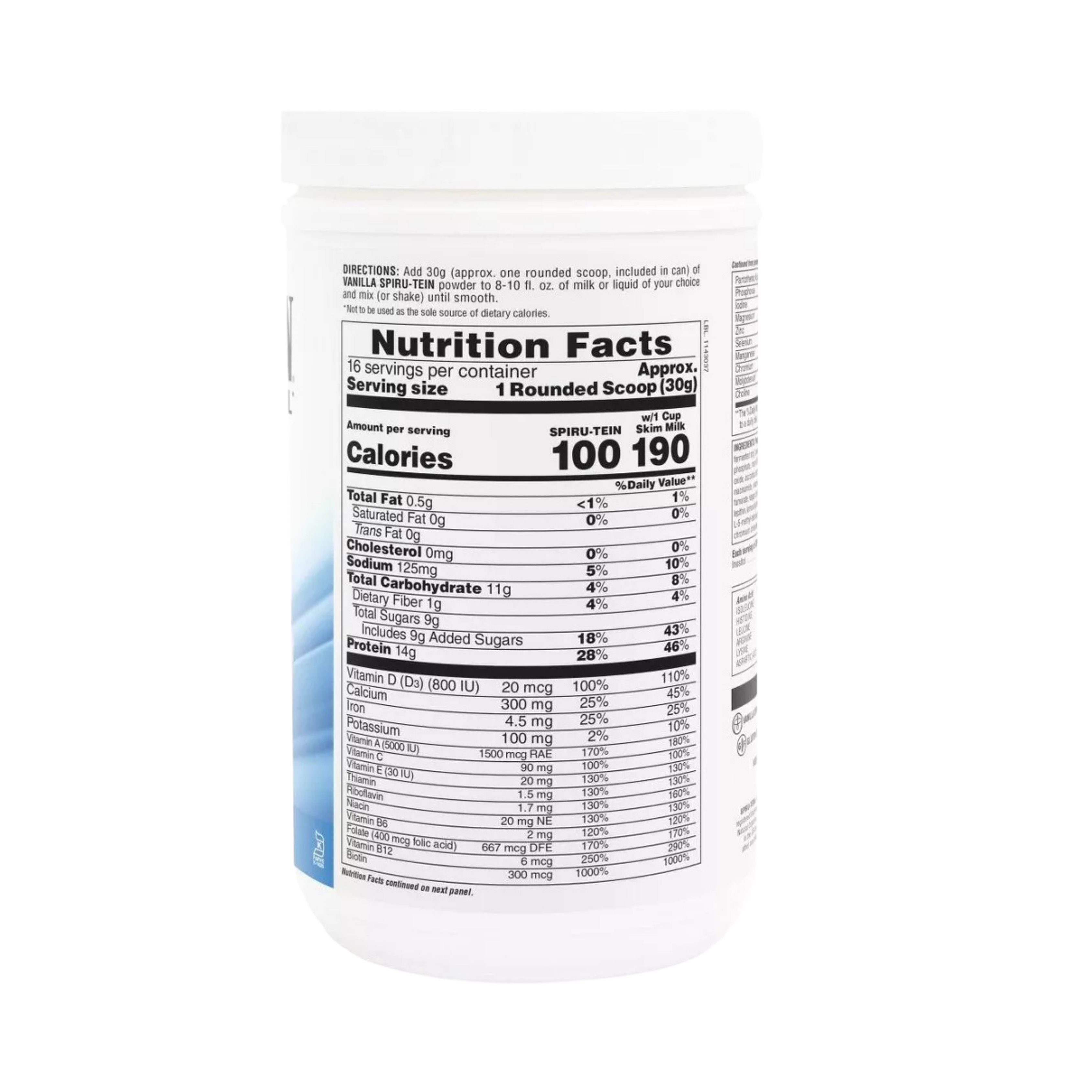 NaturesPlus, Spiru-Tein, Protein Powder Meal, Vanilla, 1.06 Lbs