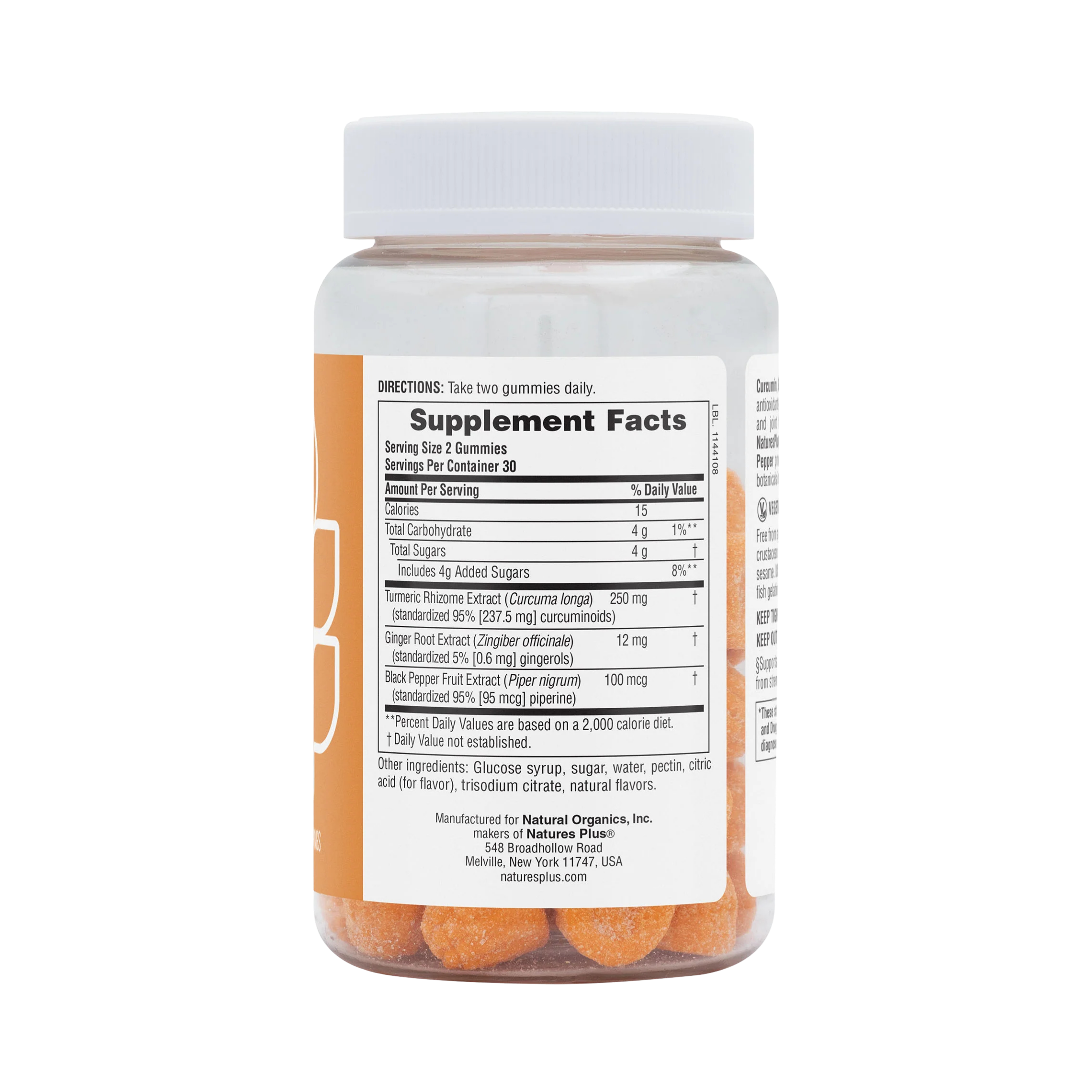 NaturesPlus, Turmeric Curcumin With Ginger & Black Pepper, Peach, 60 Gummies