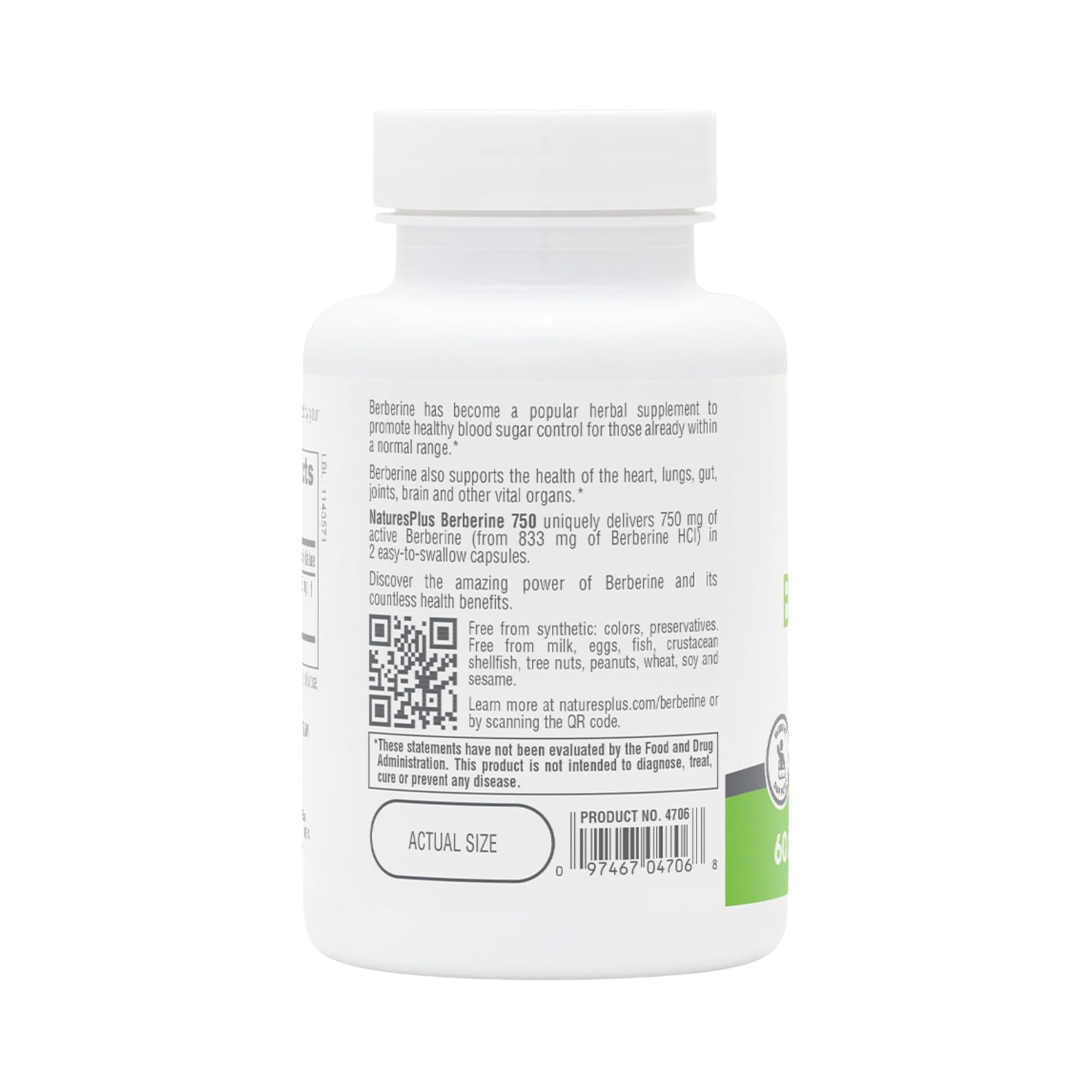 NaturesPlus, PRO Berberine, 750 Mg, 60 Capsules
