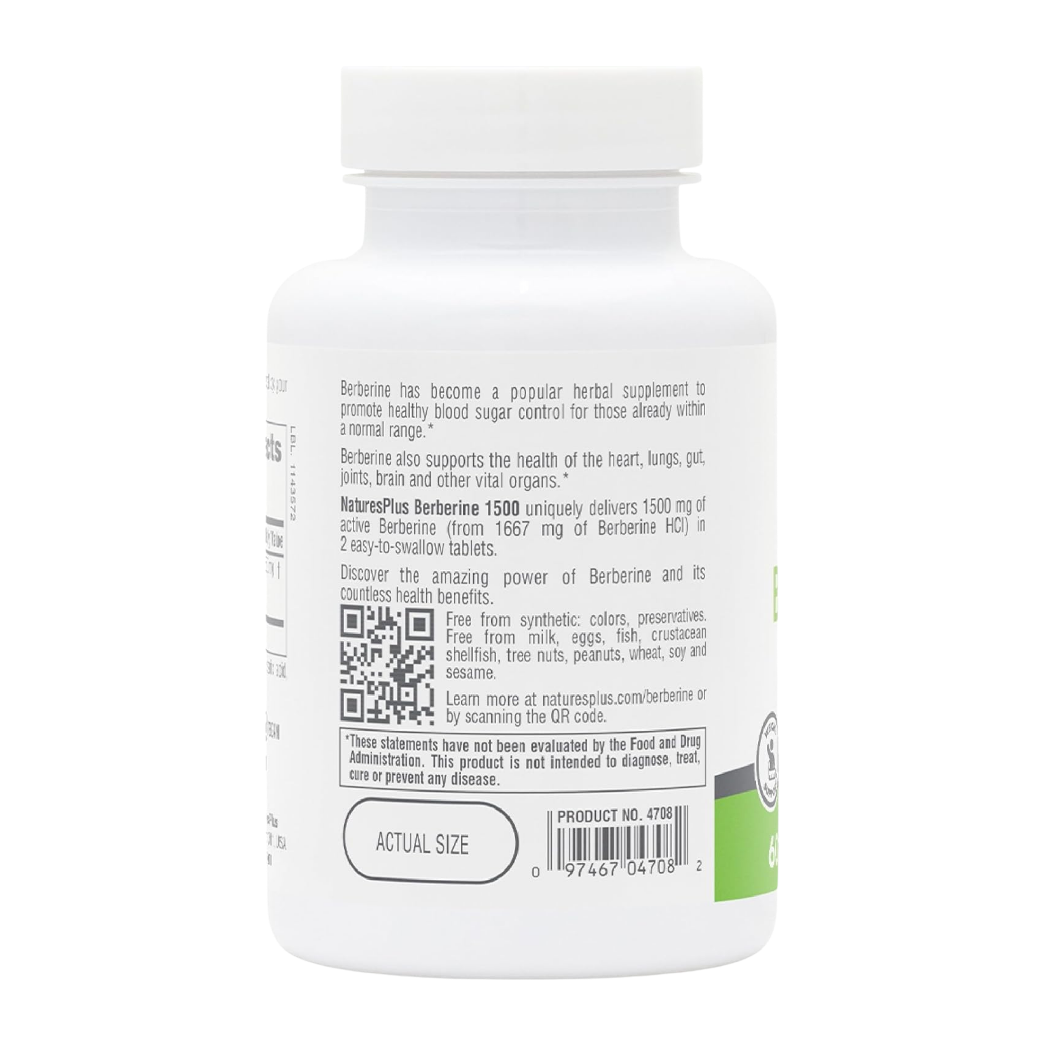 NaturesPlus, PRO Berberine, 1500 Mg, 60 Tablets