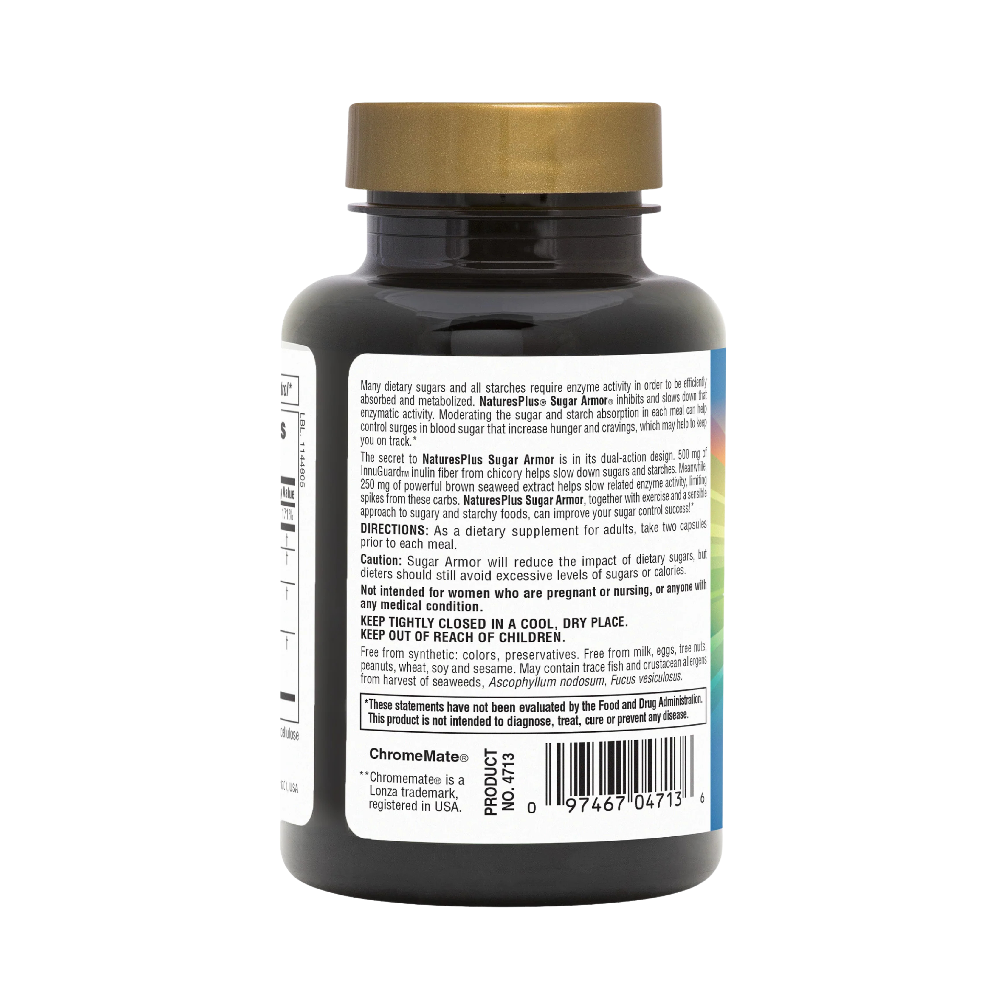 NaturesPlus, Sugar Armor, Sugar Control Support, 60 Vegetarian Capsules