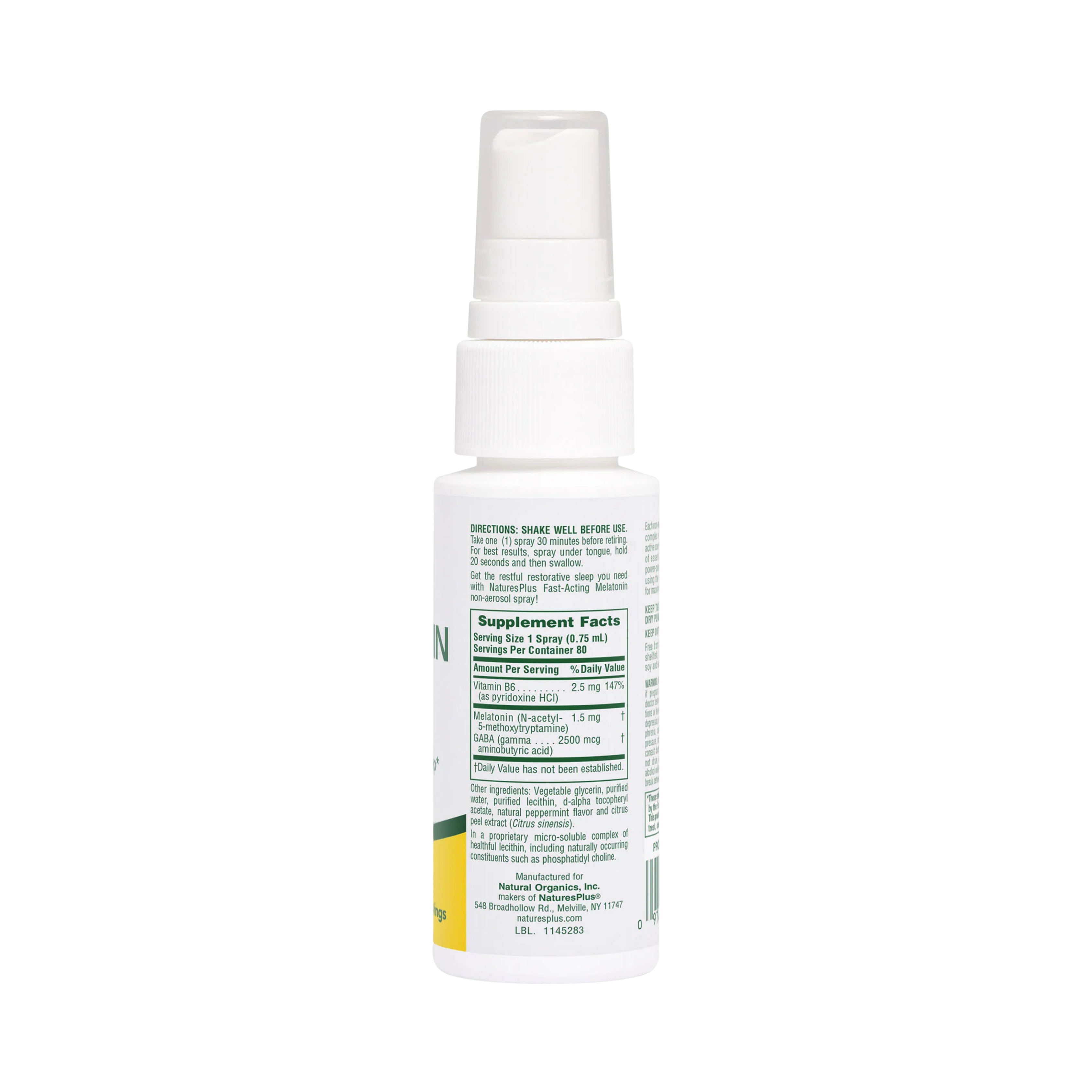 NaturesPlus, Melatonin, Fast Acting, Natural Peppermint, 1.5 Mg, 2 Fl Oz