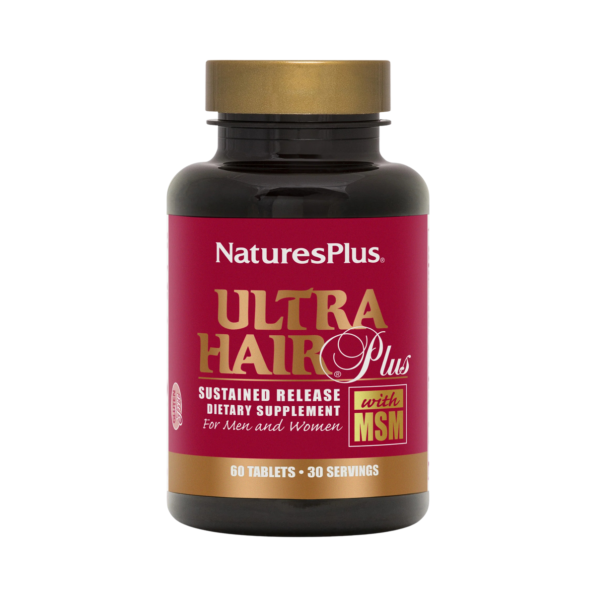 NaturesPlus, Ultra Hair Plus with MSM, For Men and Women, 60 Tablets