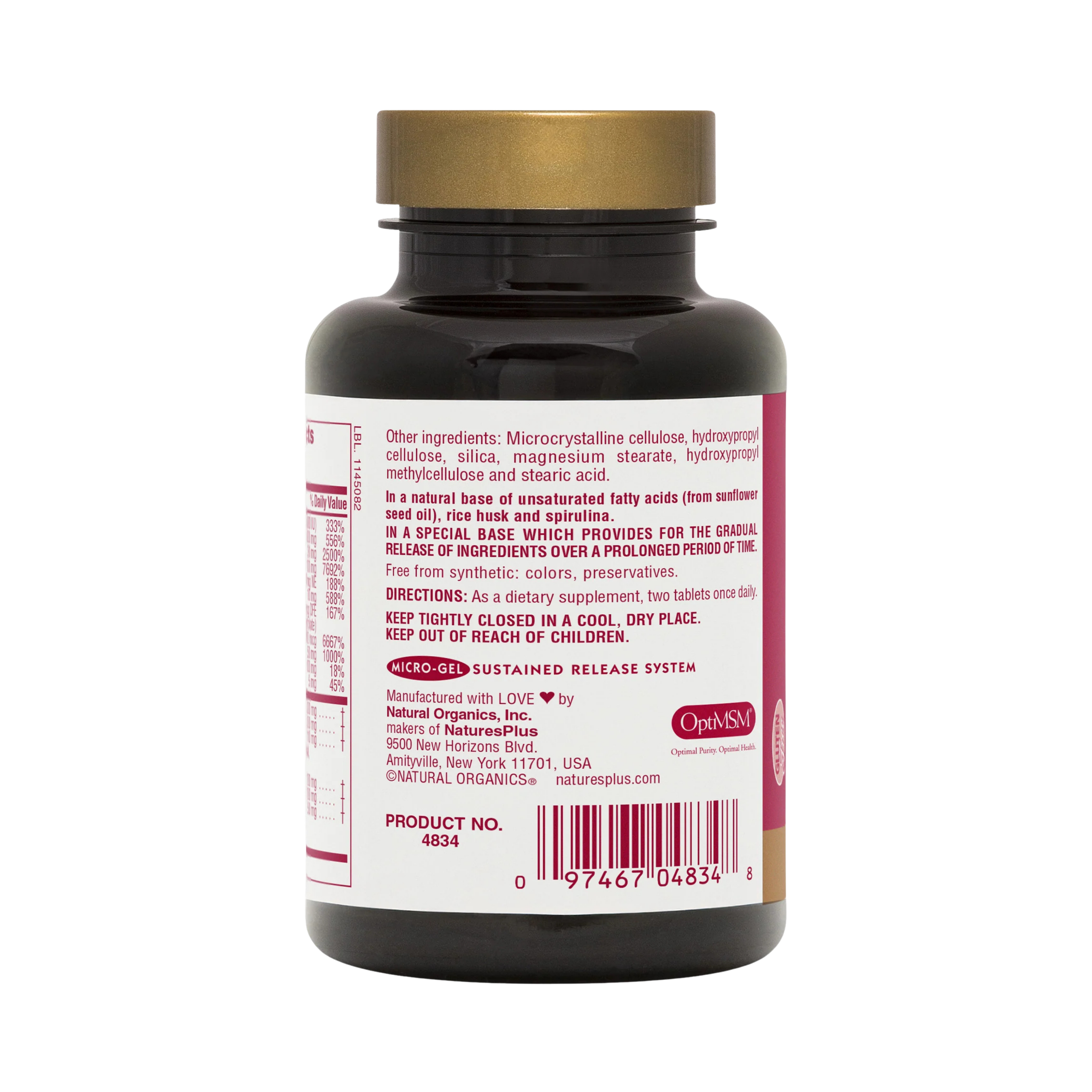 NaturesPlus, Ultra Hair Plus with MSM, For Men and Women, 60 Tablets