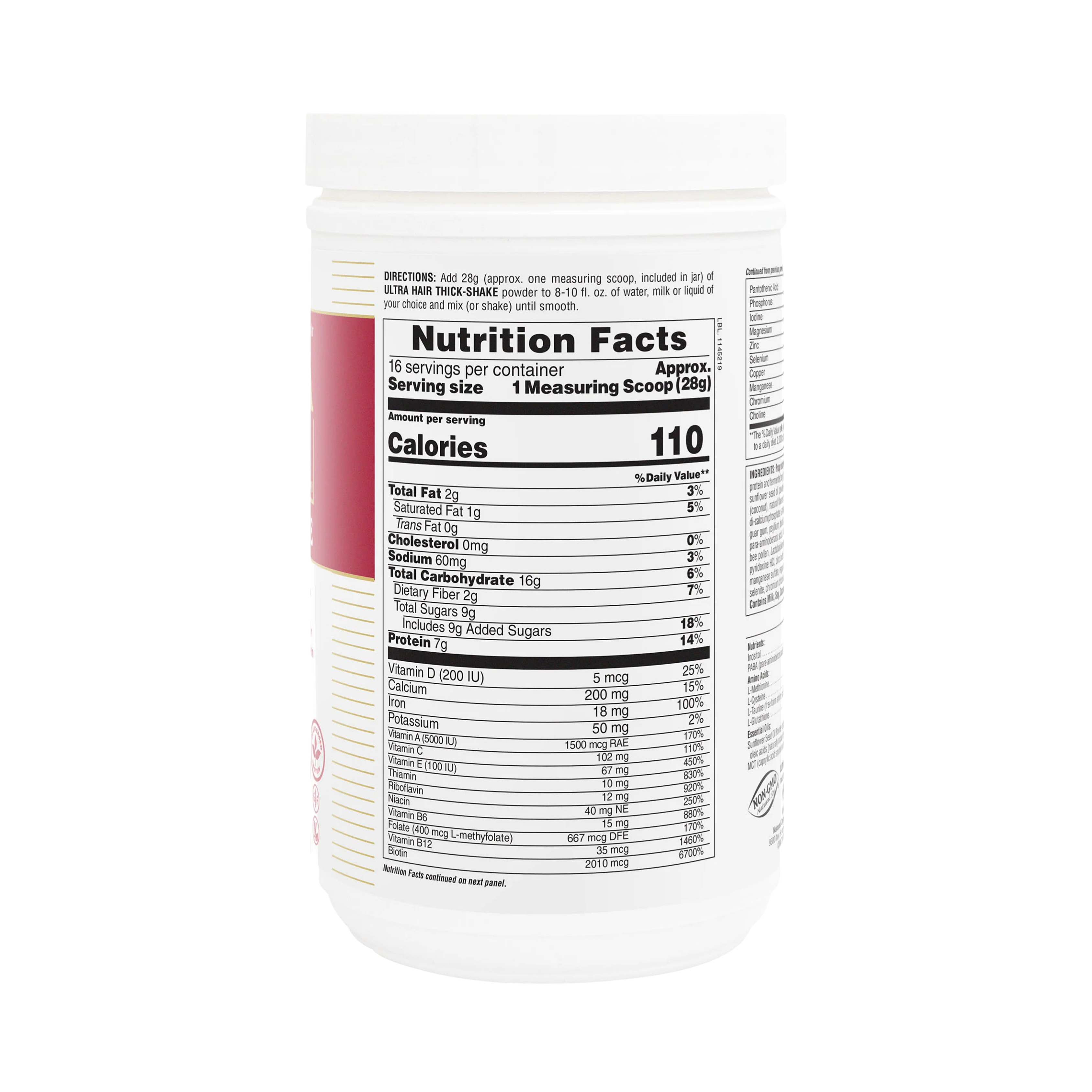 NaturesPlus, Ultra Hair Thick Shake, 1 Lb