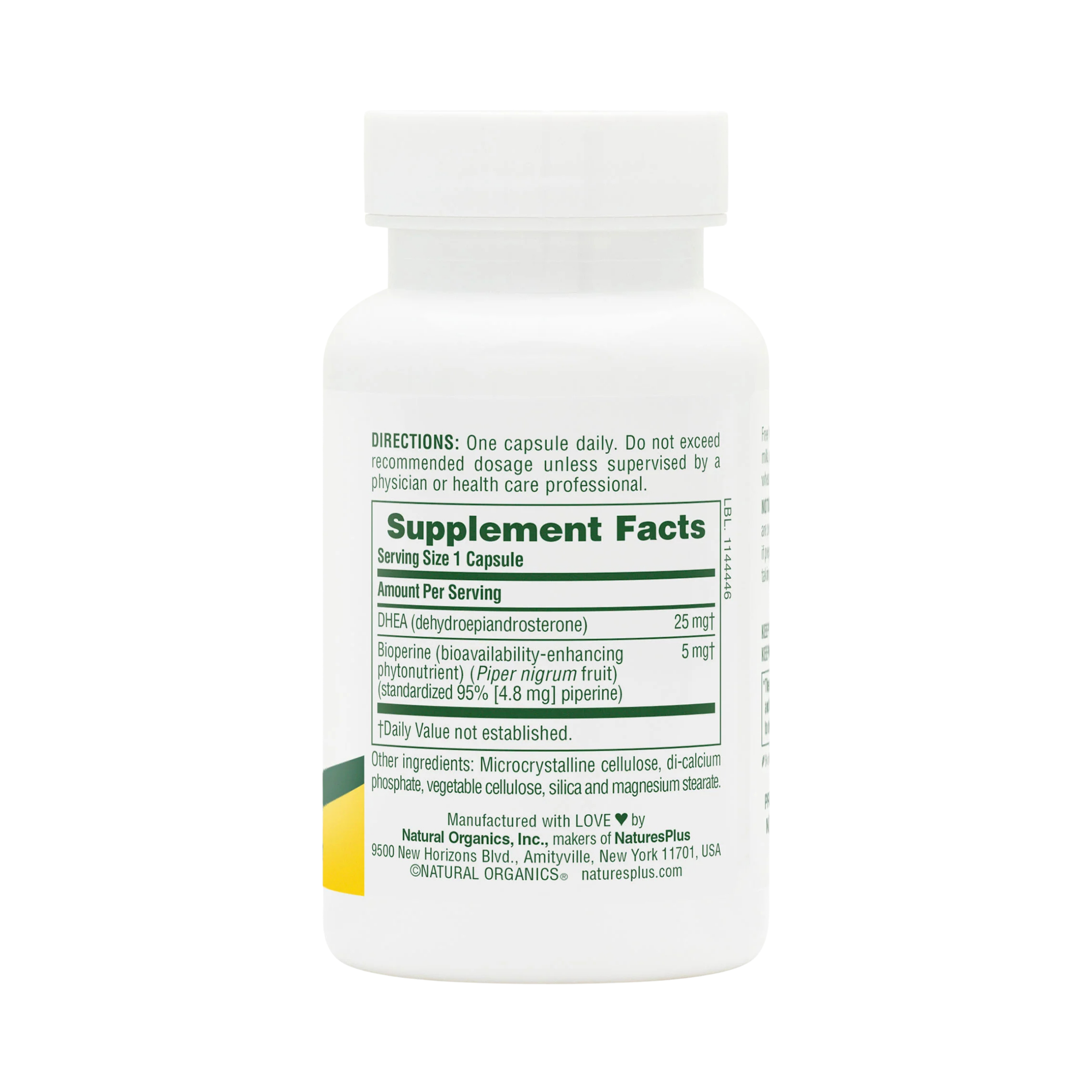 NaturesPlus, DHEA-25 with Bioperine, 60 Capsules
