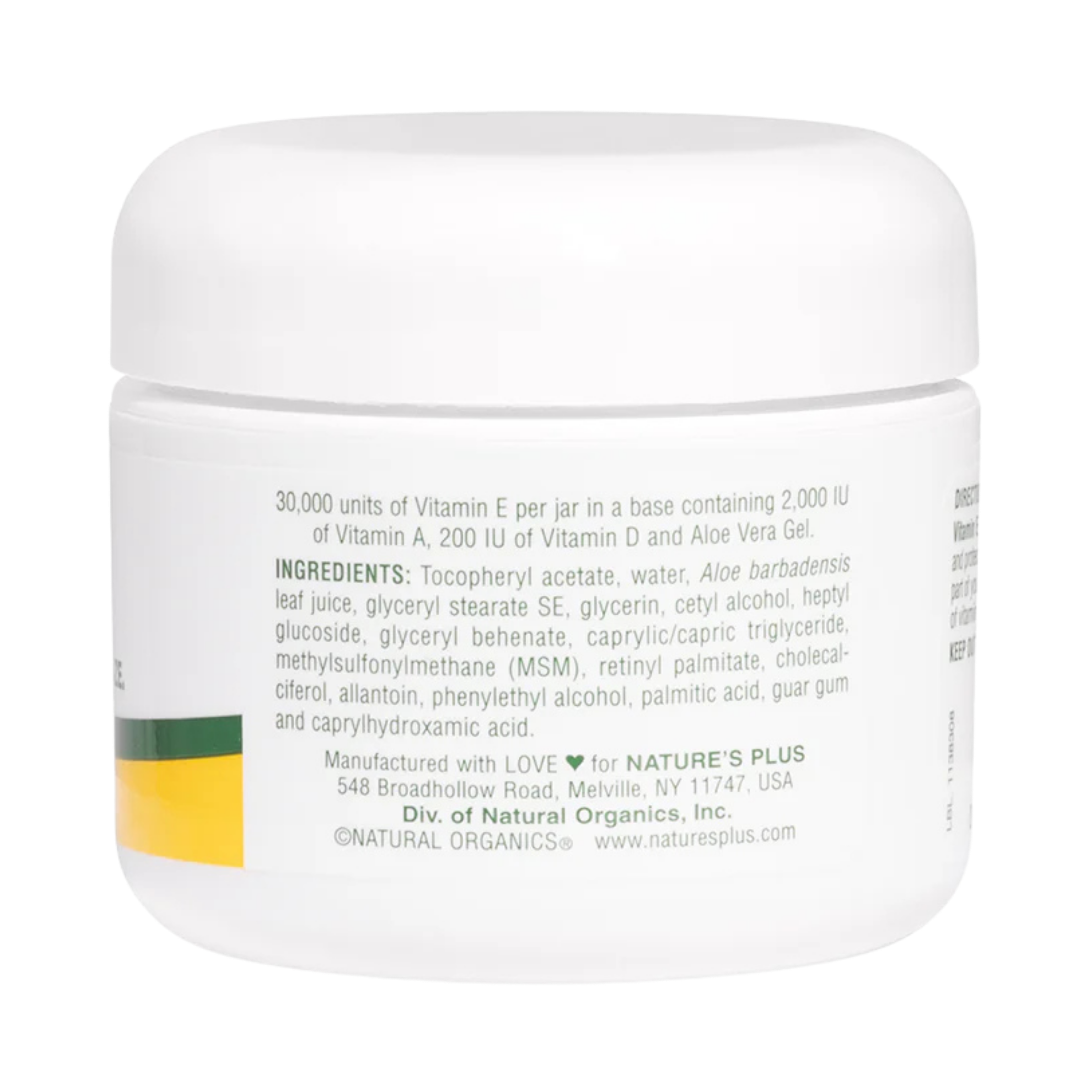 NaturesPlus, Vitamin E Cream With MSM, 30,000 IU, 2.2 Oz