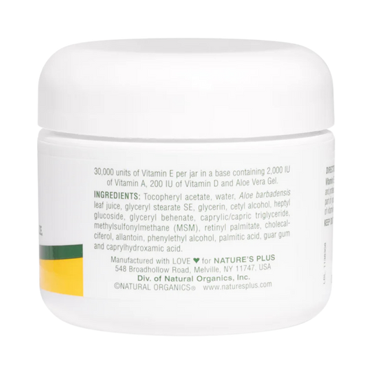 NaturesPlus, Vitamin E Cream With MSM, 30,000 IU, 2.2 Oz
