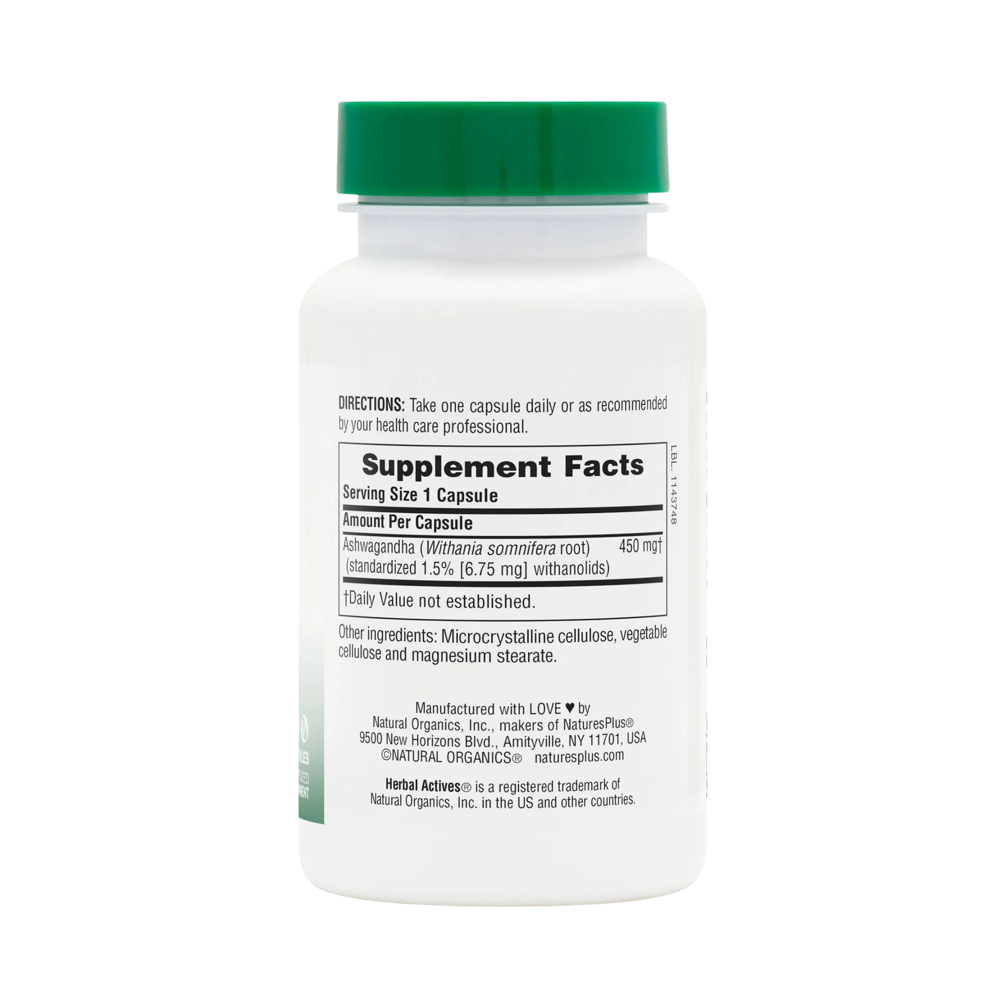 NaturesPlus, Herbal Actives, Ashwagandha, 450 Mg, 60 Capsules