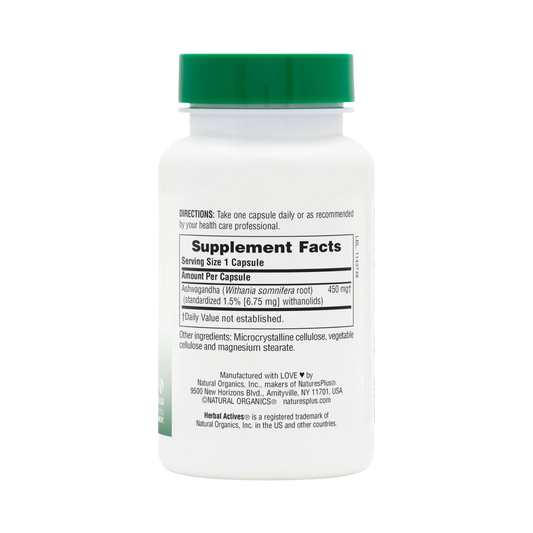 NaturesPlus, Herbal Actives, Ashwagandha, 450 Mg, 60 Capsules
