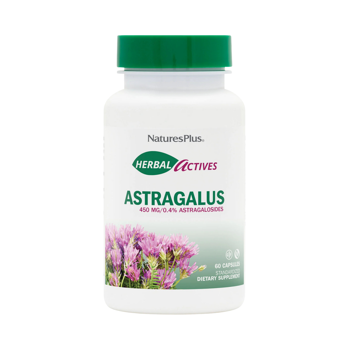 NaturesPlus, Herbal Actives, Astragalus, 450 Mg, 60 Capsules