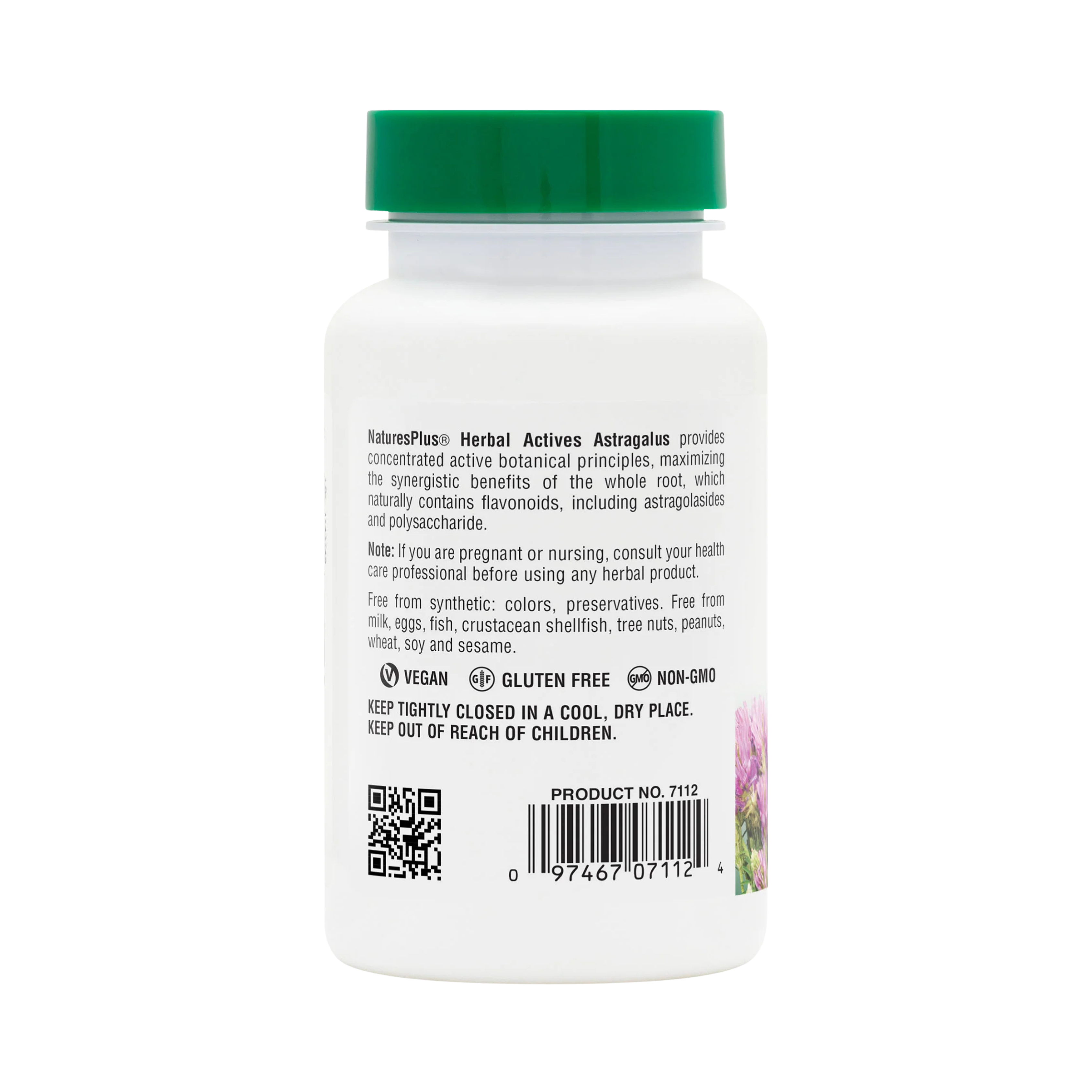 NaturesPlus, Herbal Actives, Astragalus, 450 Mg, 60 Capsules