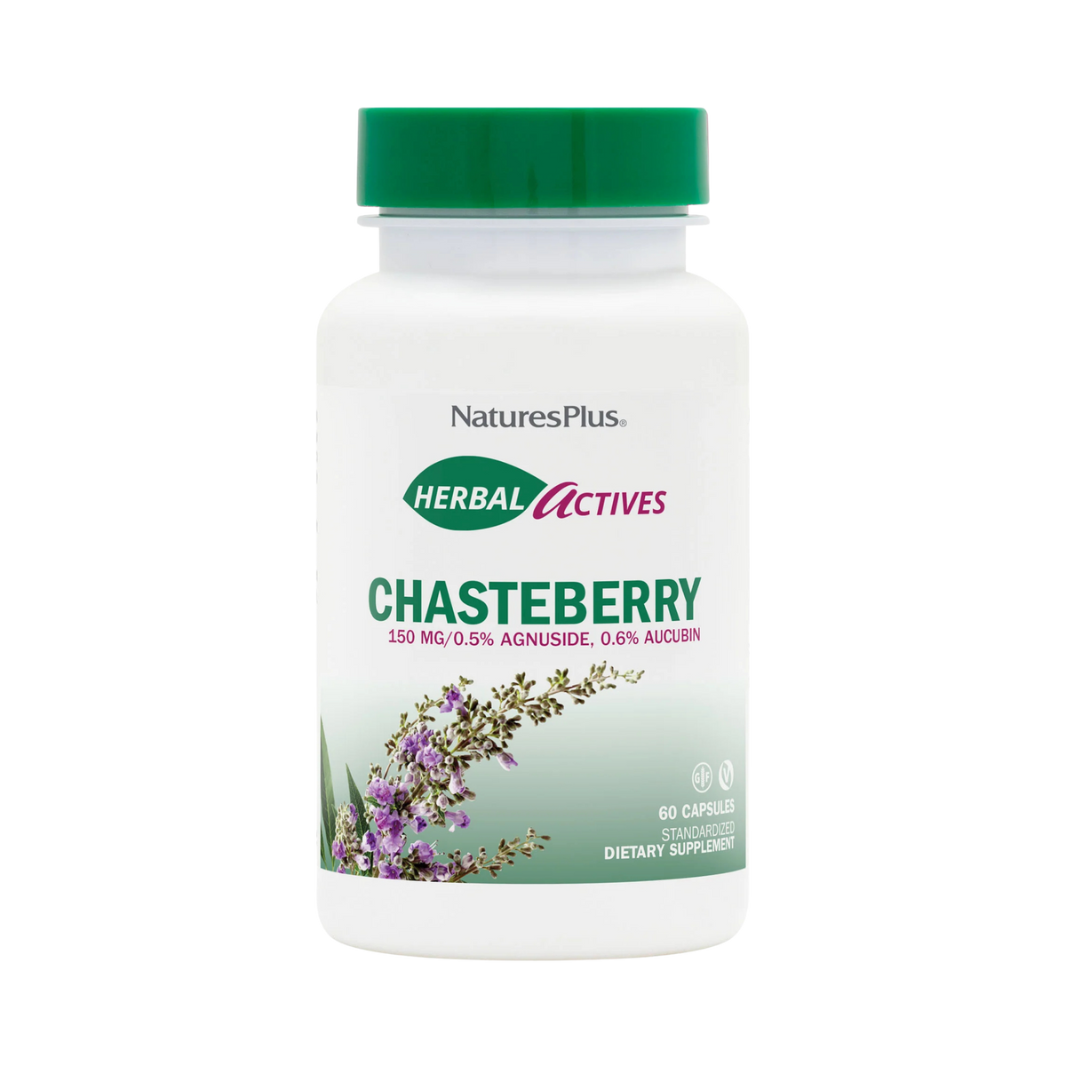 NaturesPlus, Herbal Actives, Chasteberry, 150 Mg, 60 Vegan Capsules