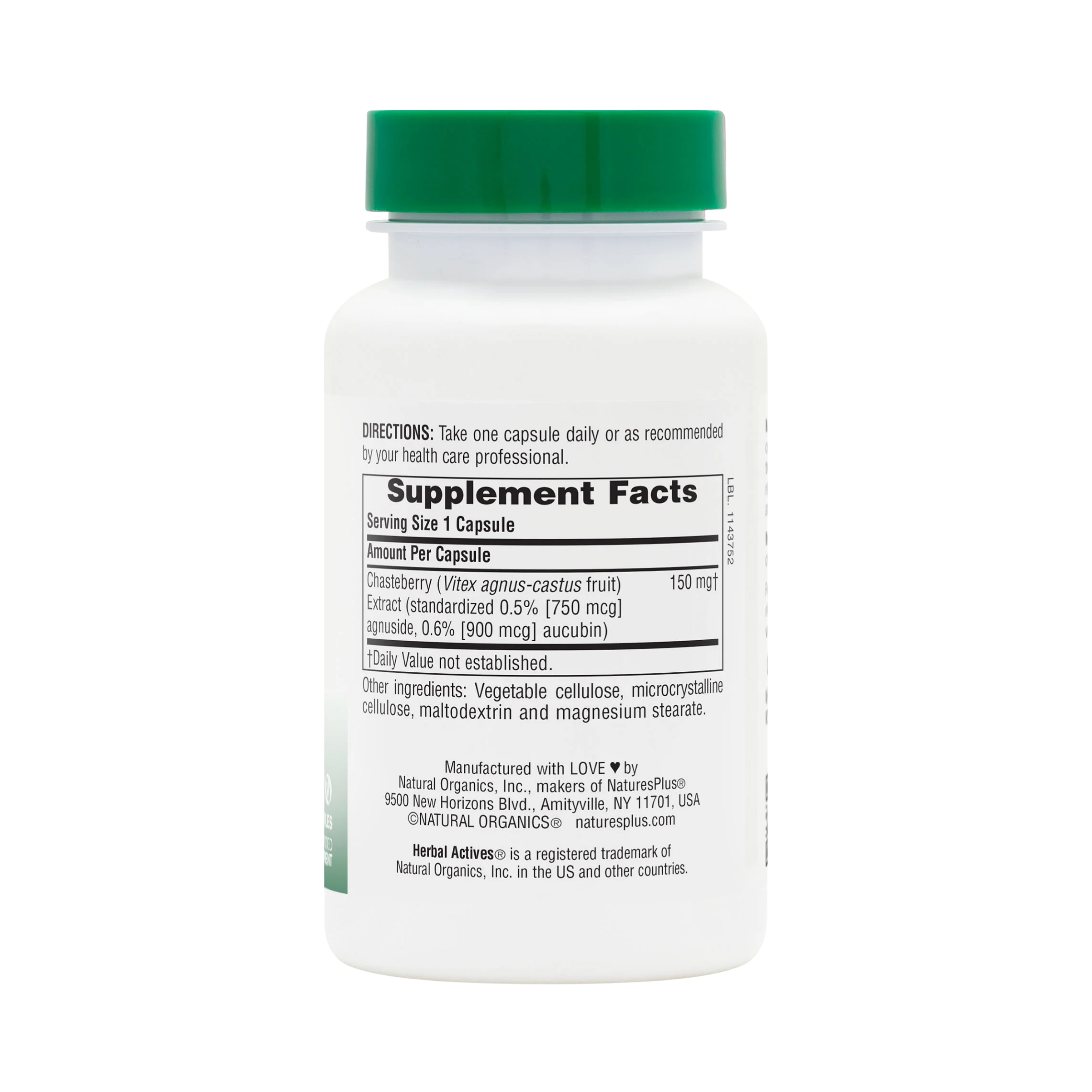 NaturesPlus, Herbal Actives, Chasteberry, 150 Mg, 60 Vegan Capsules