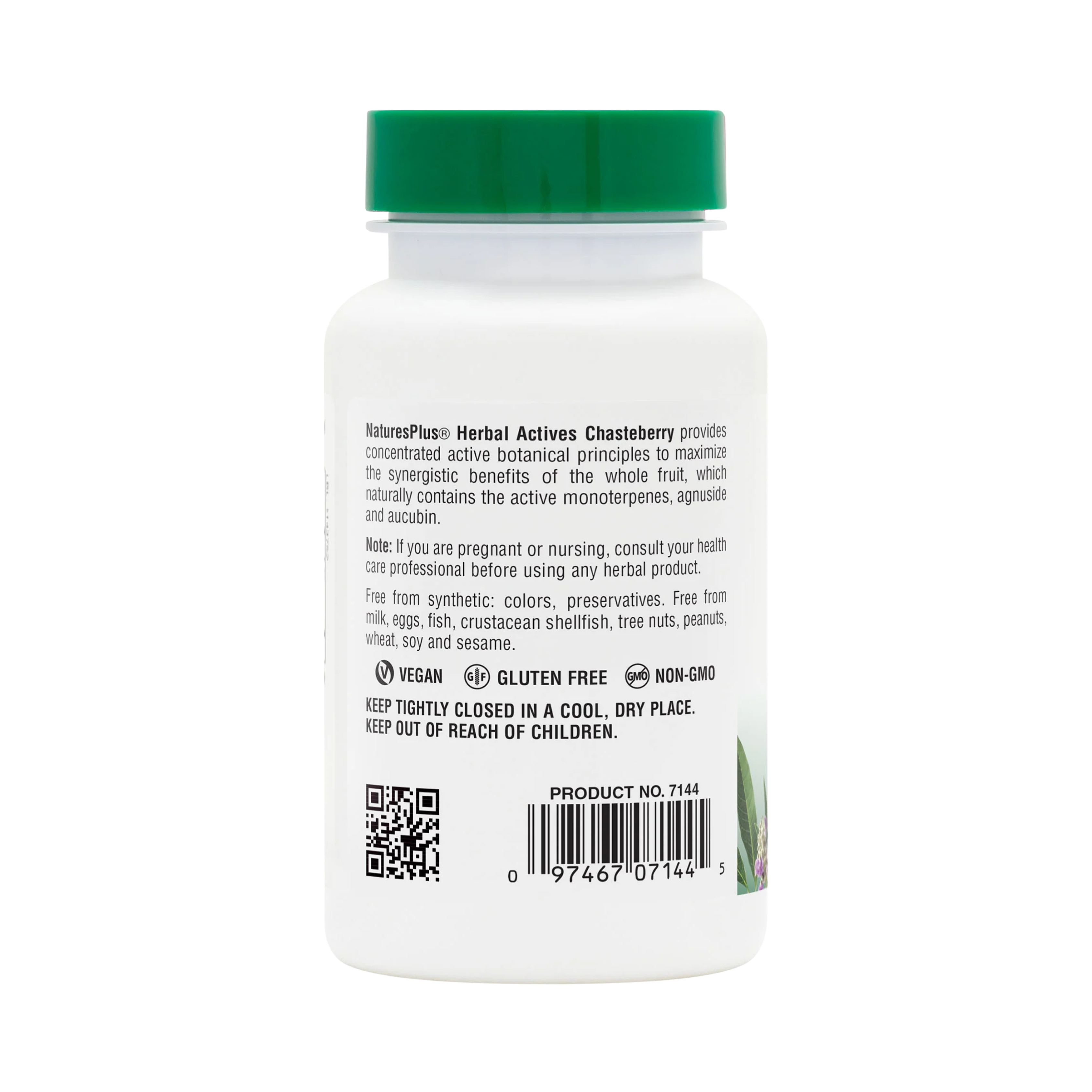 NaturesPlus, Herbal Actives, Chasteberry, 150 Mg, 60 Vegan Capsules