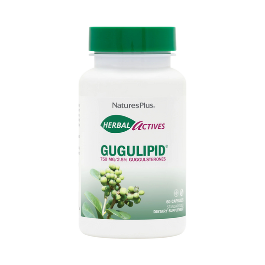 NaturesPlus, Herbal Actives Gugulipid, 750 Mg, 2.5% Guggulsterones, 60 Vegan Capsules
