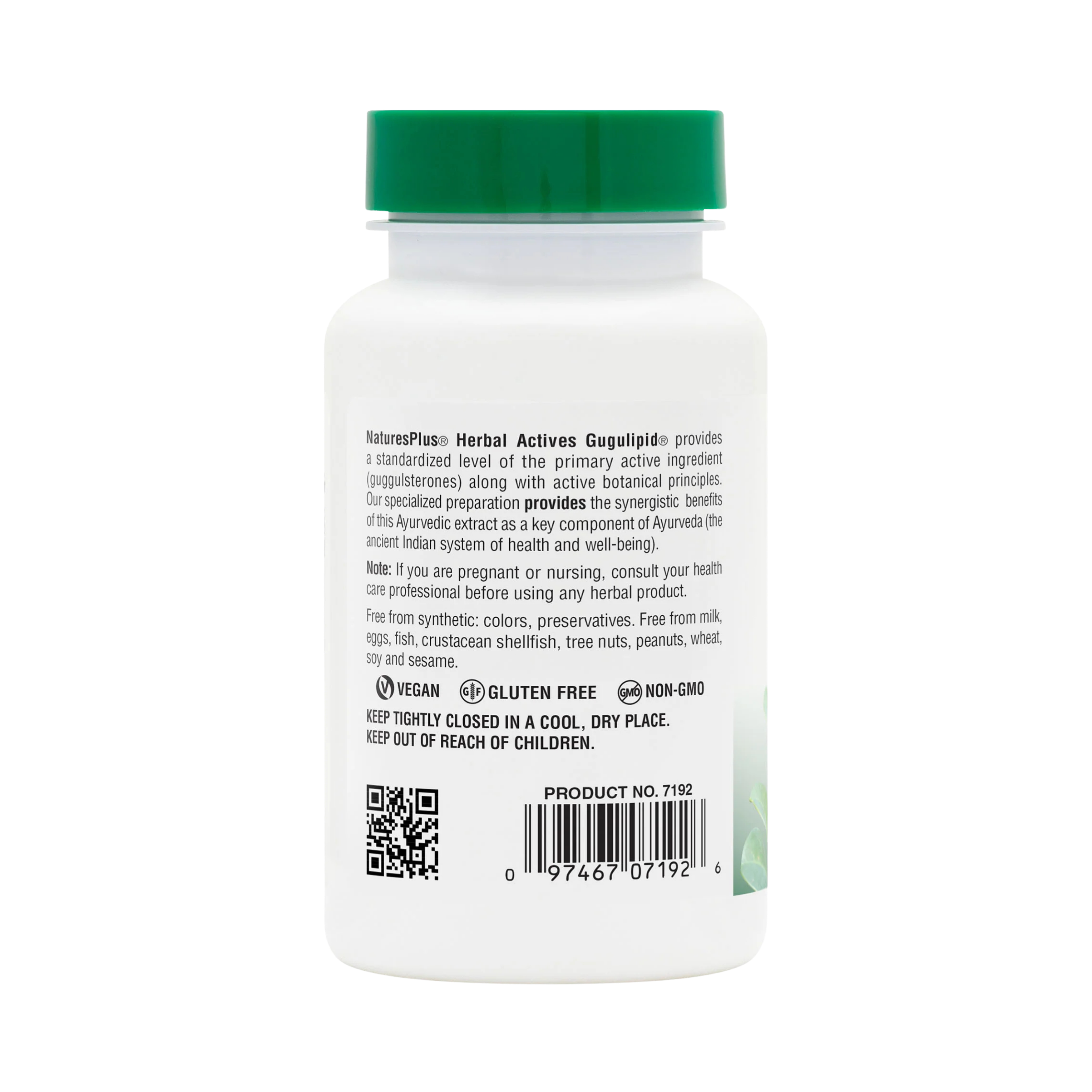 NaturesPlus, Herbal Actives Gugulipid, 750 Mg, 2.5% Guggulsterones, 60 Vegan Capsules