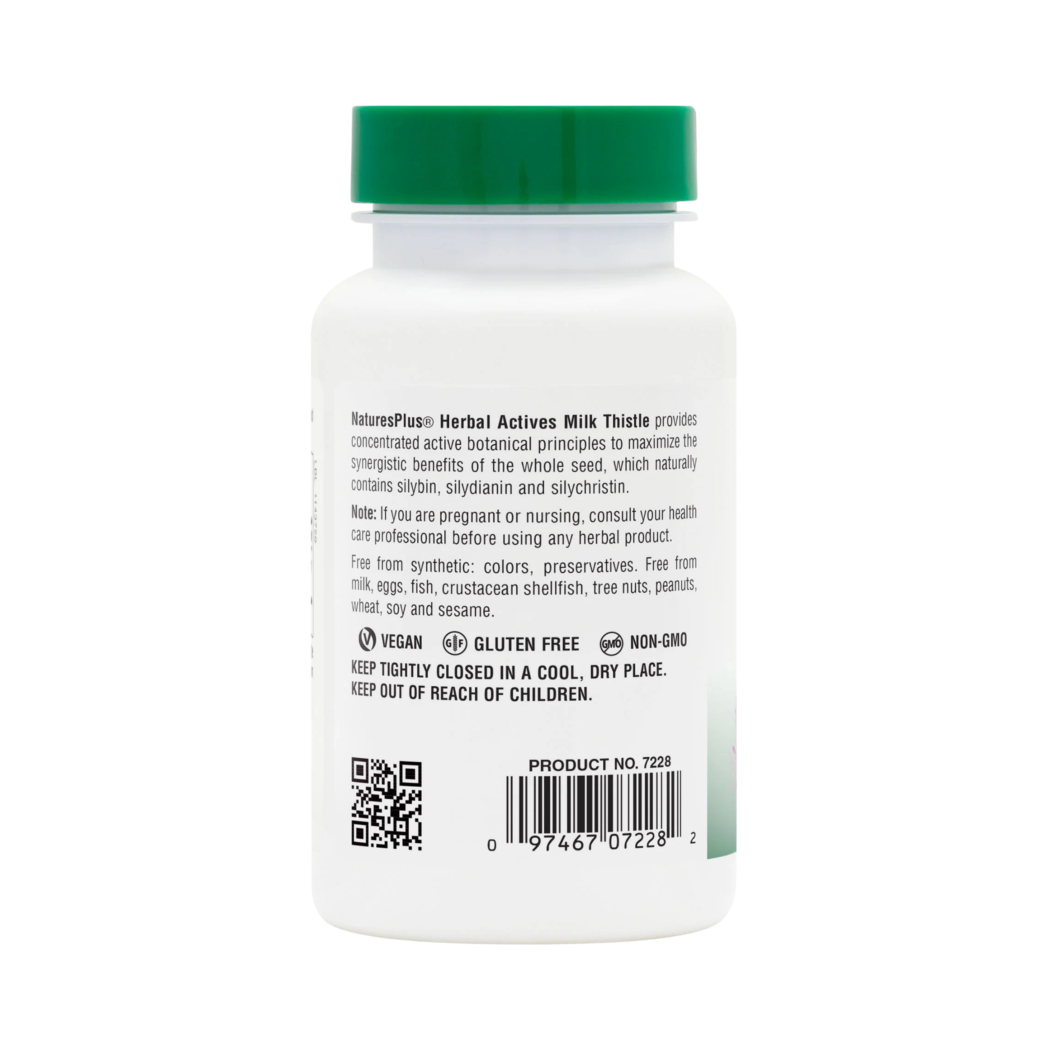 NaturesPlus, Herbal Actives, Milk Thistle, 250 Mg, 60 Vegan Capsules