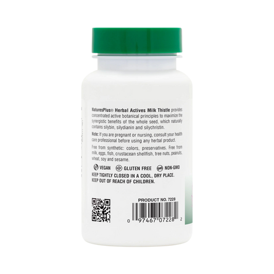 NaturesPlus, Herbal Actives, Milk Thistle, 250 Mg, 60 Vegan Capsules