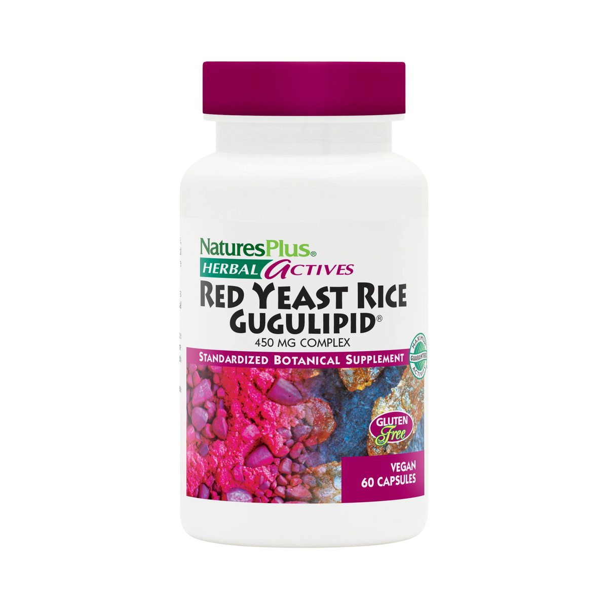 NaturesPlus, Herbal Actives, Red Yeast Rice Gugulipid, 450 Mg, 60 Vegan Capsules